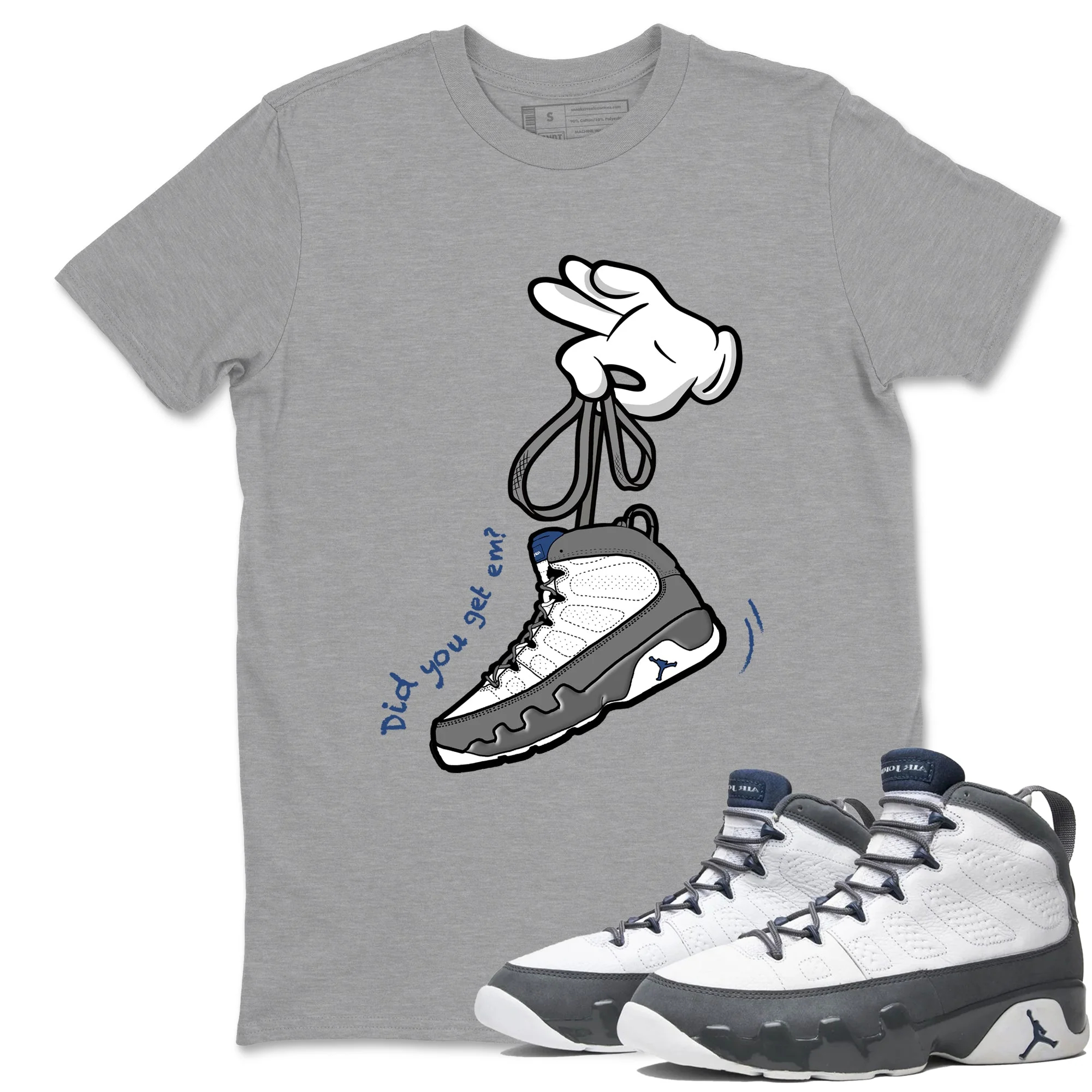 Cartoon Hands Sneaker Tees - Air Jordan 9 Flint Grey