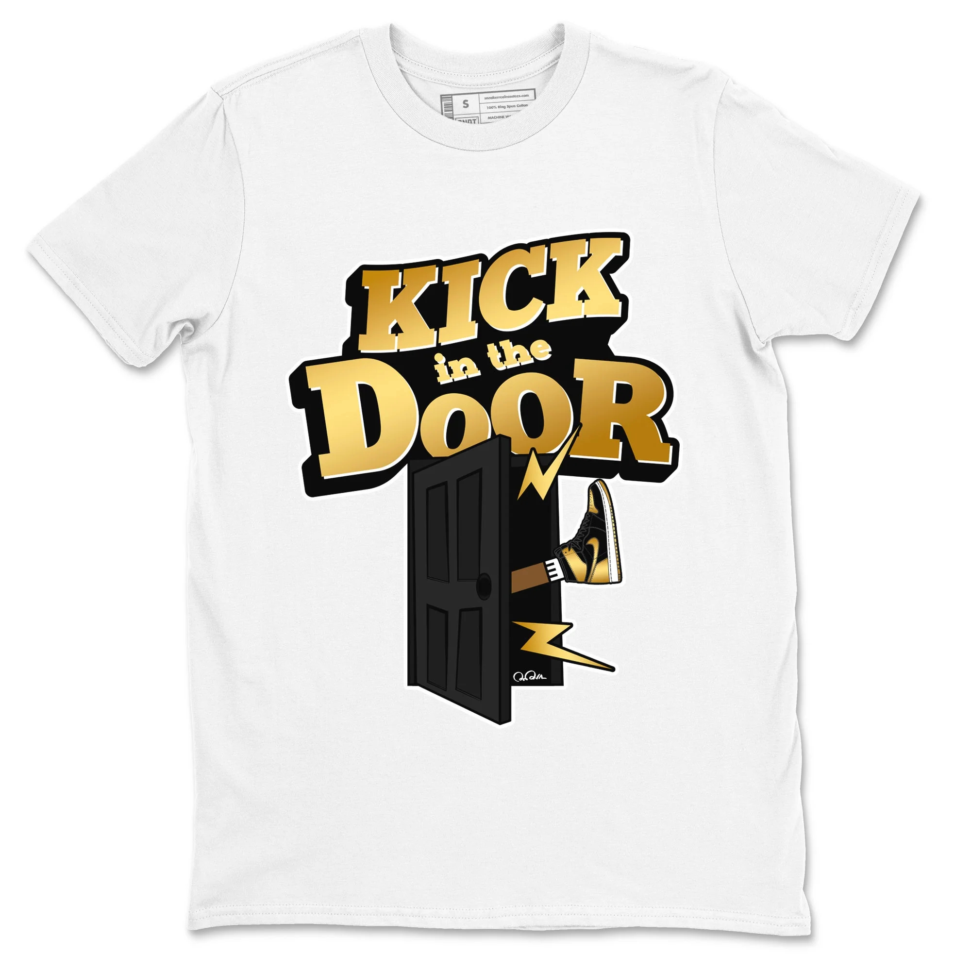 Kick In The Door Sneaker Tees - Air Jordan 1 Black Metallic Gold
