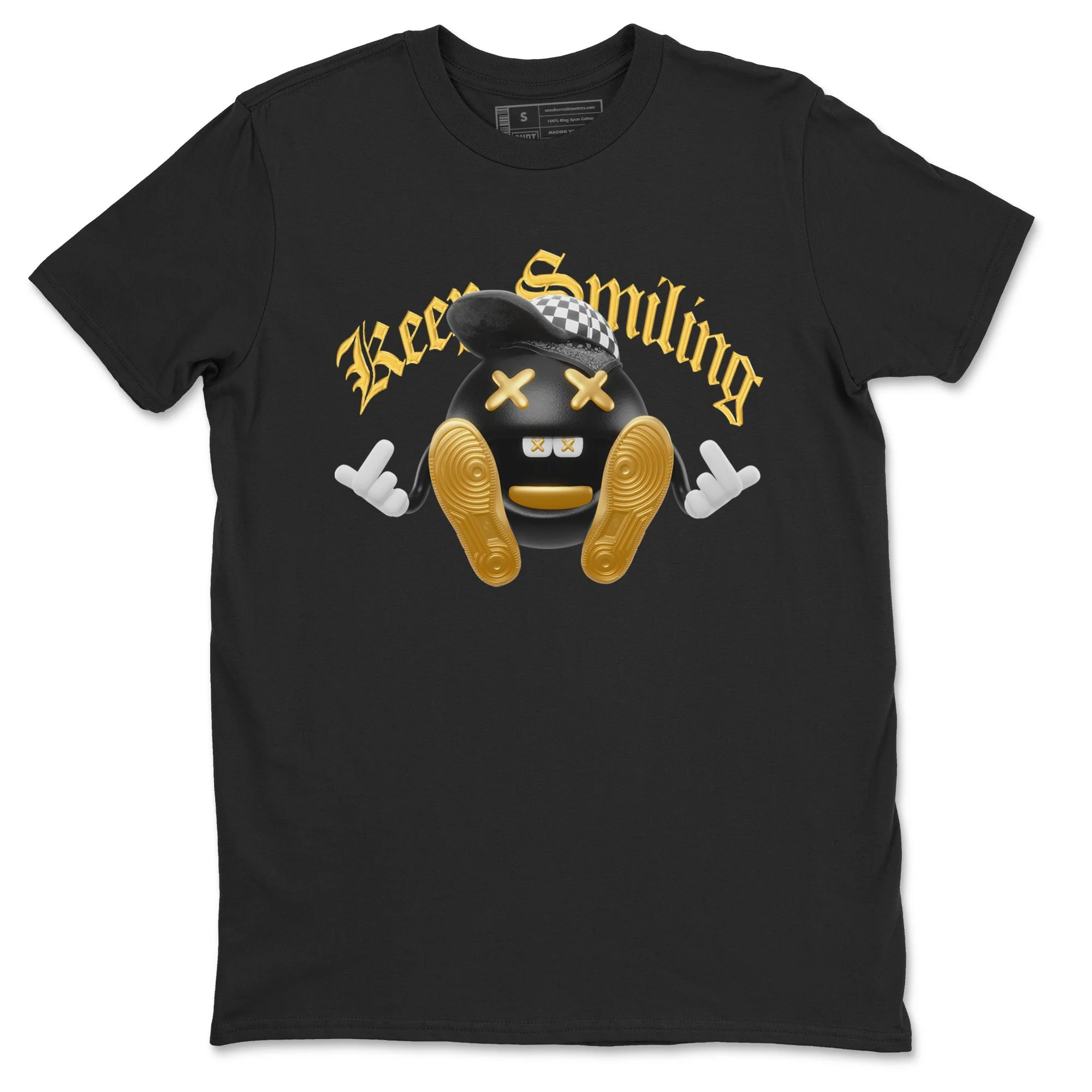 Keep Smiling Sneaker Tees - Air Jordan 1 Black Metallic Gold