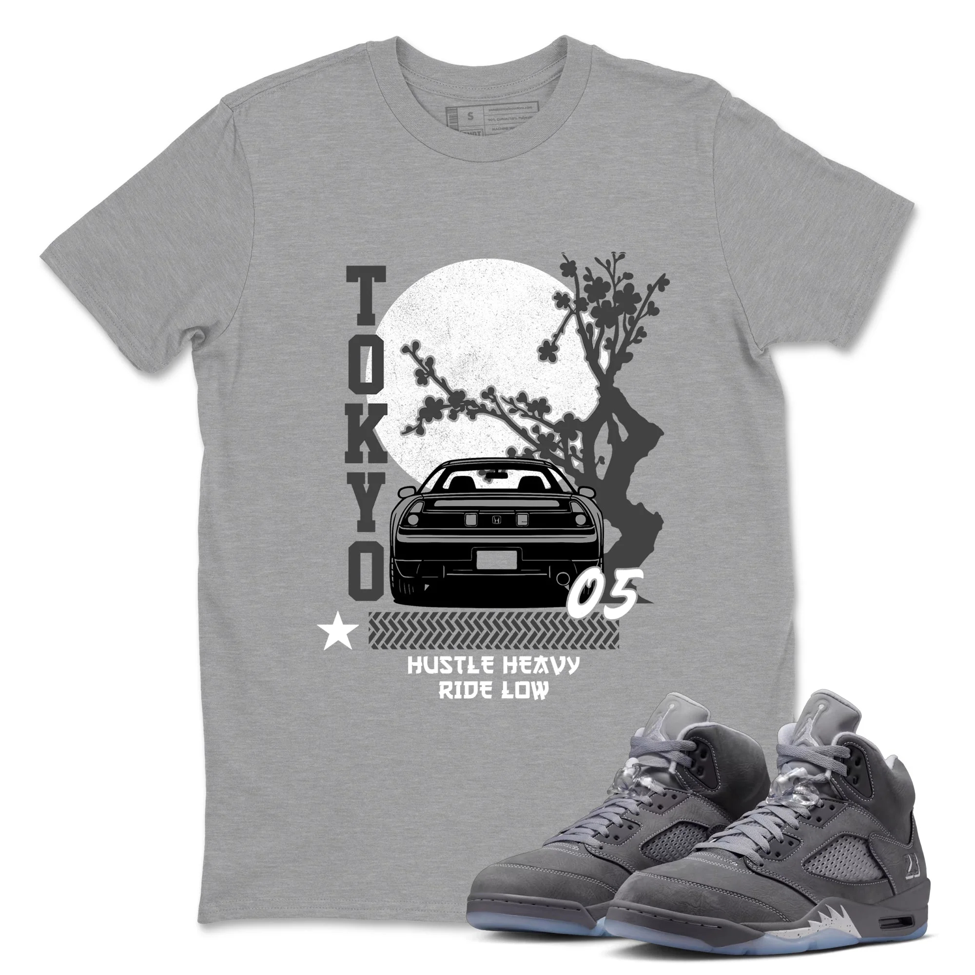 Tokyo Drift Sneaker Tees - Air Jordan 5 Wolf Grey