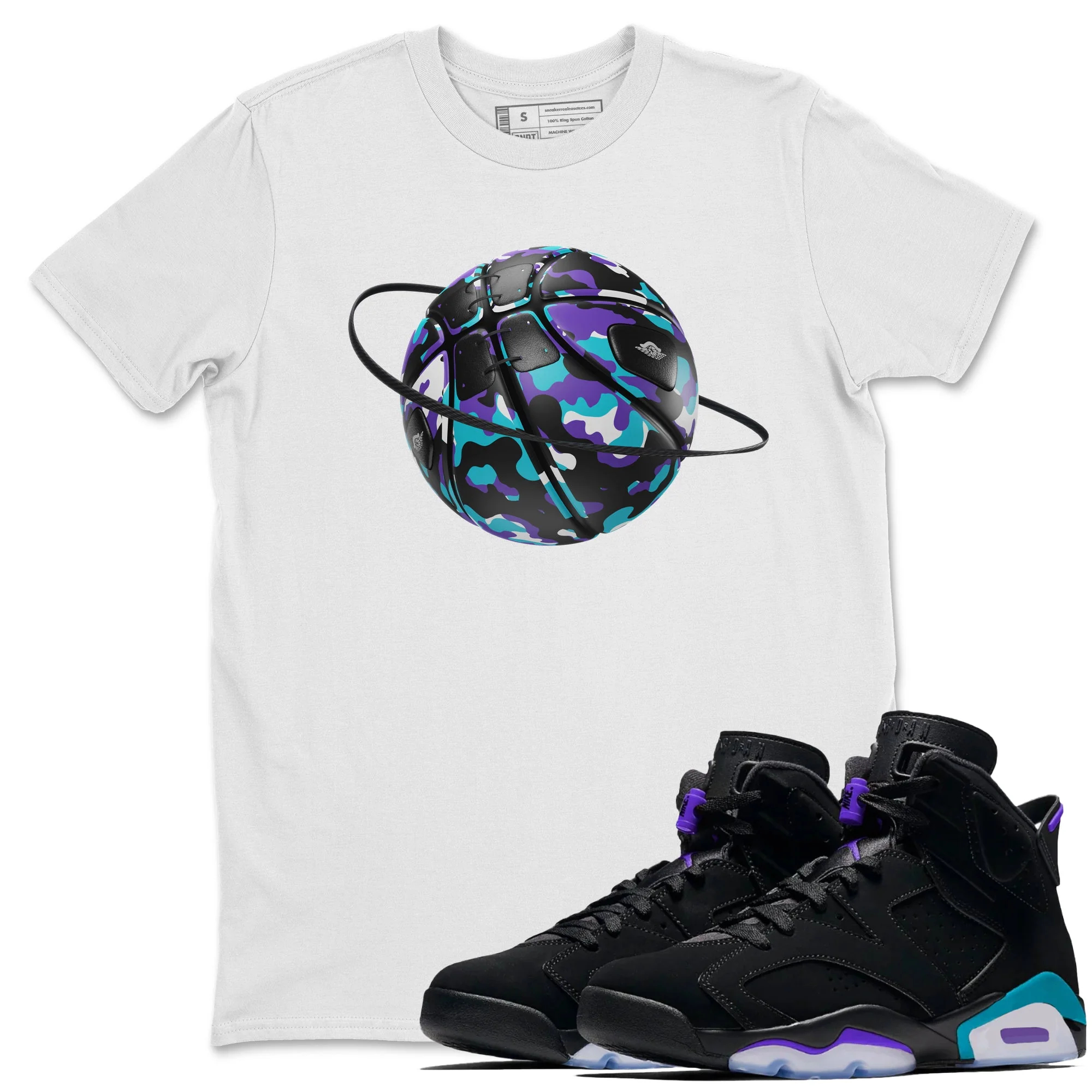 Camo Basketball Planet SNRT Sneaker Tee - Air Jordan 6 Aqua