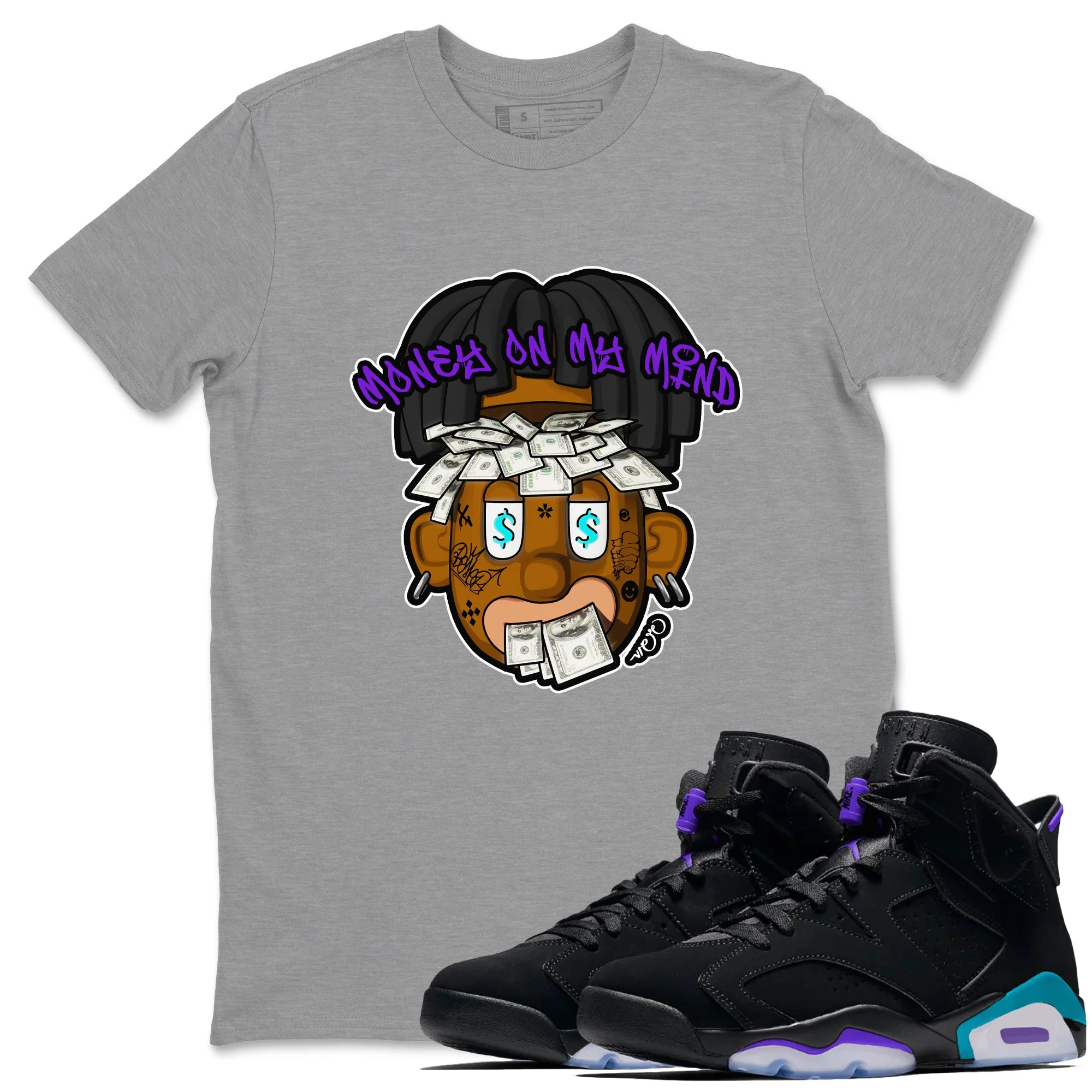 Money On My Mind Sneaker Tee - Air Jordan 6 Aqua