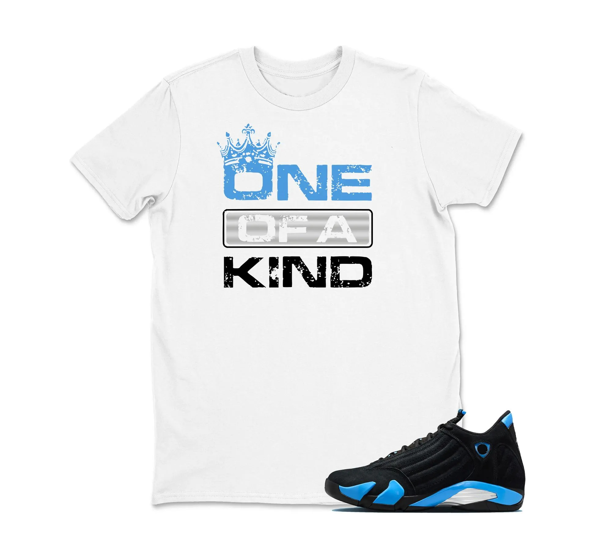 One Of A Kind - Jordan 14 University Blue Matching Sneaker Tee Shirt Black, Hoodie, Sweatshirt, Best Gift ,Adults & Kid, AJ14