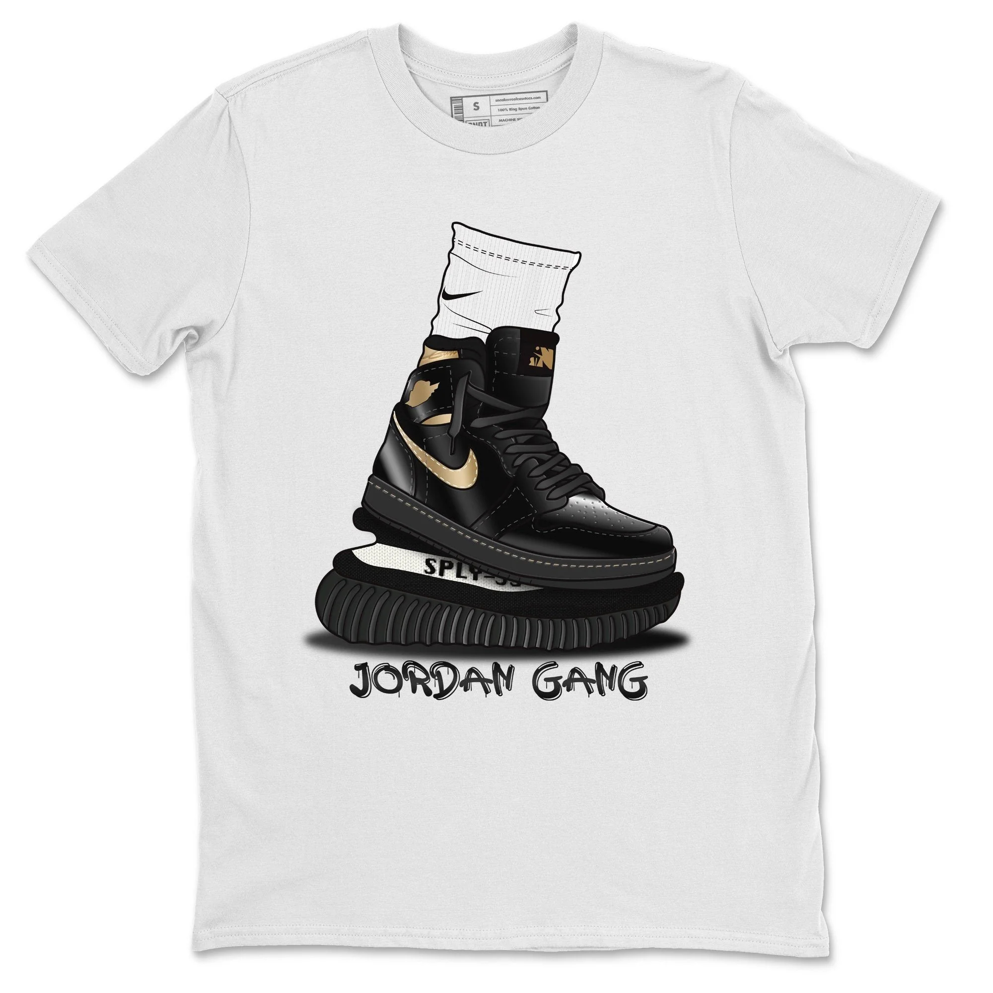 Air Jordan Gang Unisex Tops - Air Jordan 1 Black Metallic Gold