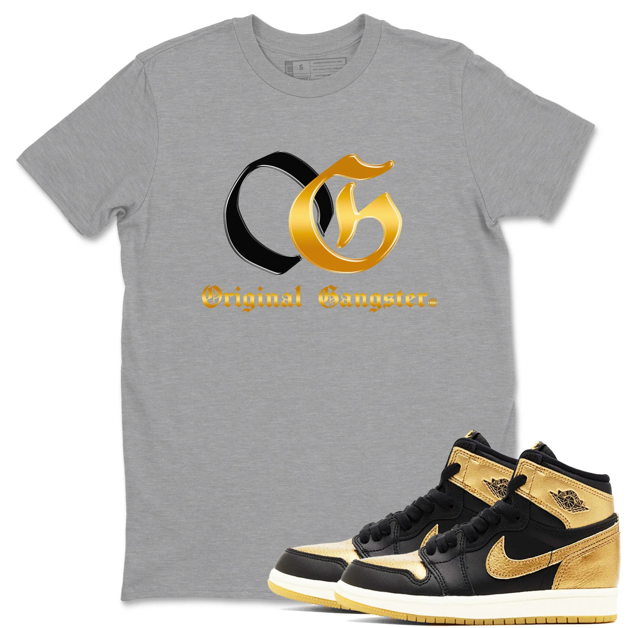 OG Original Gangster Sneaker Tees - Air Jordan 1 Black Black Metallic Gold