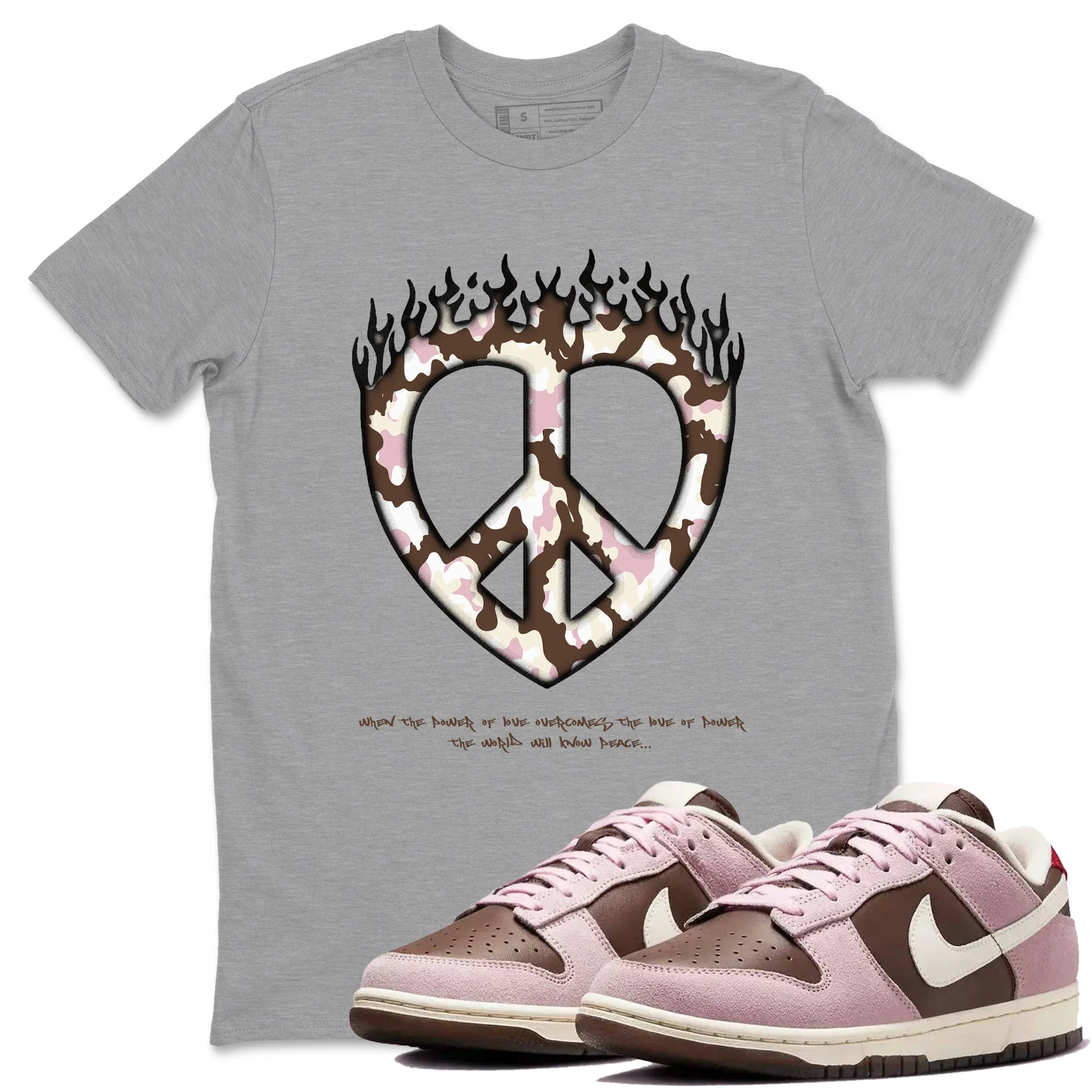 Love Peace Sneaker Tees - Dunk Cacao Wow And Pink Foam