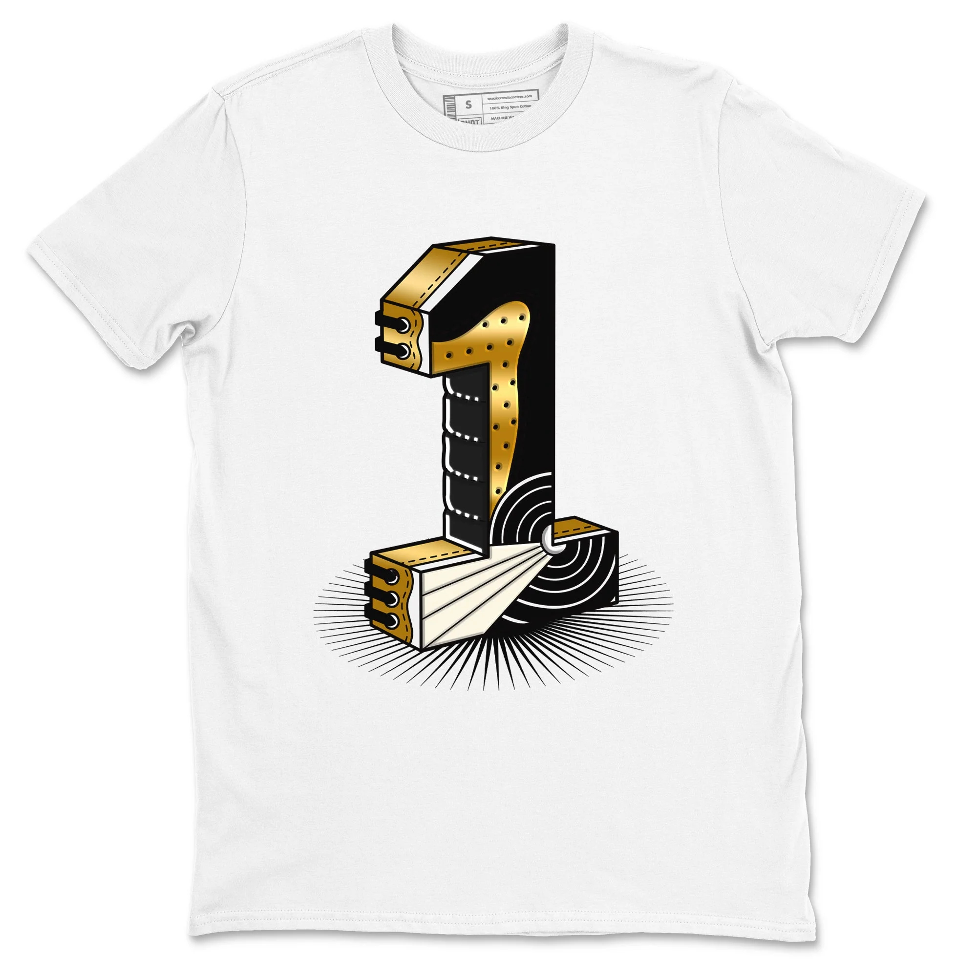 Number Statue Sneaker Tees - Air Jordan 1 Black Metallic Gold