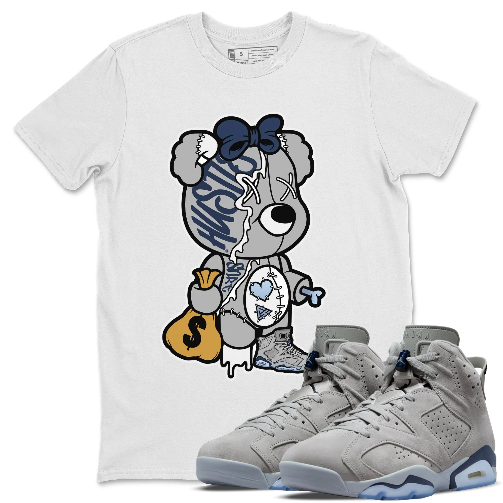 Stitched Hustle Bear Unisex Tops - Air Jordan 6 Georgetown