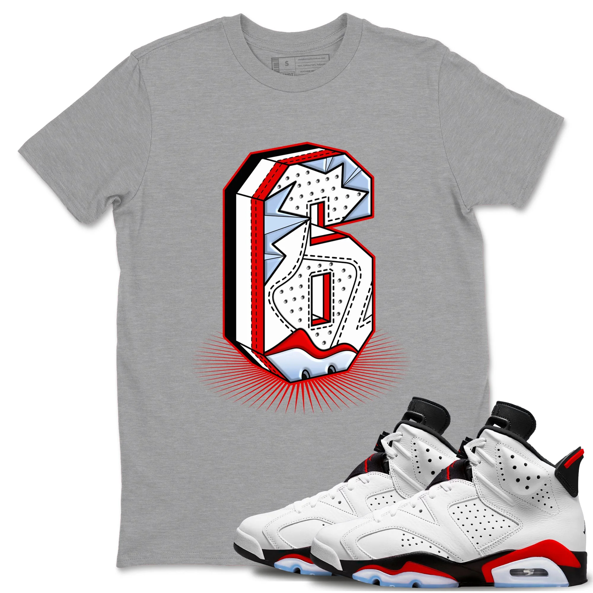 Number Statue Sneaker Tees - Air Jordan 6 Fire Red