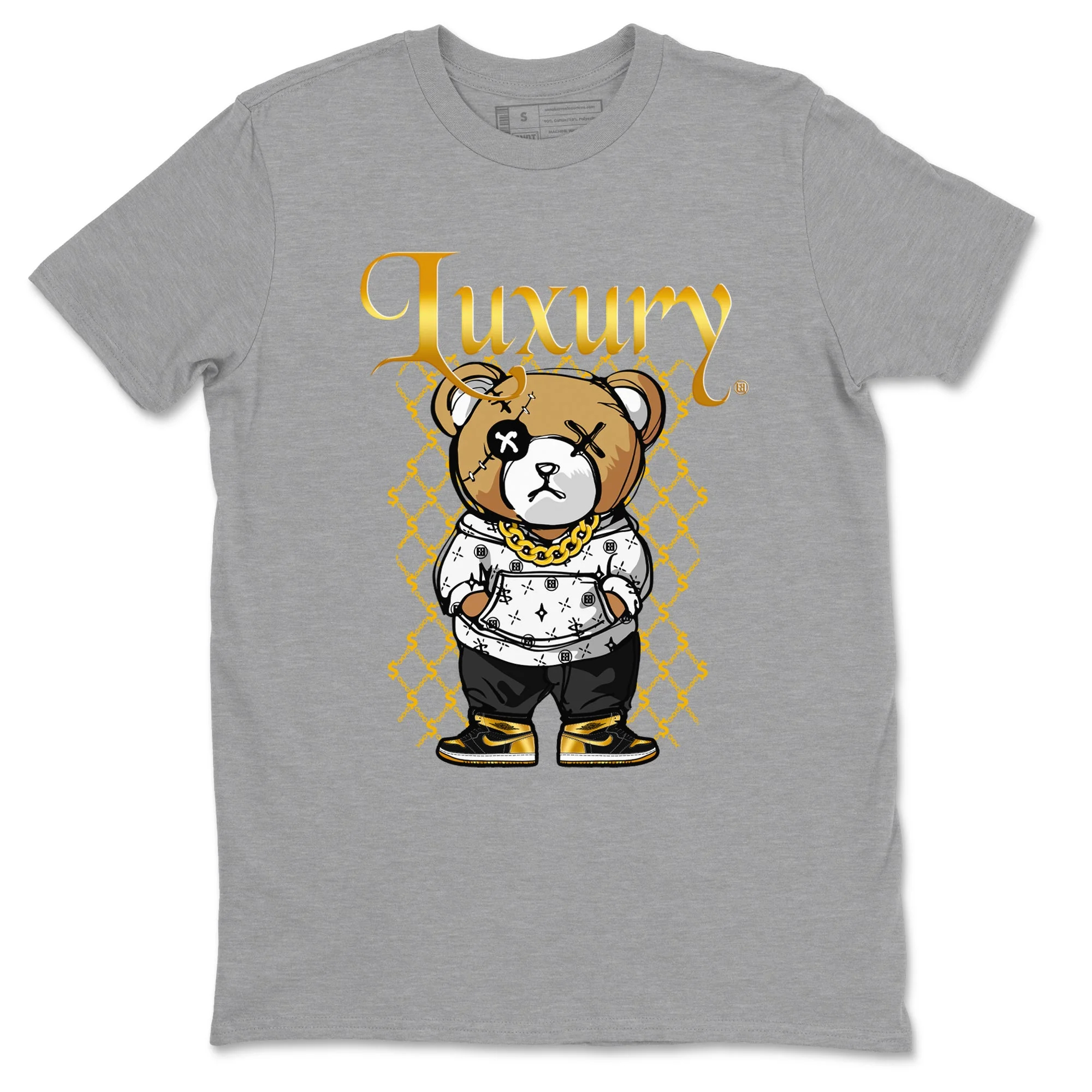 Luxury Bear Sneaker Tees - Air Jordan 1 Black Metallic Gold