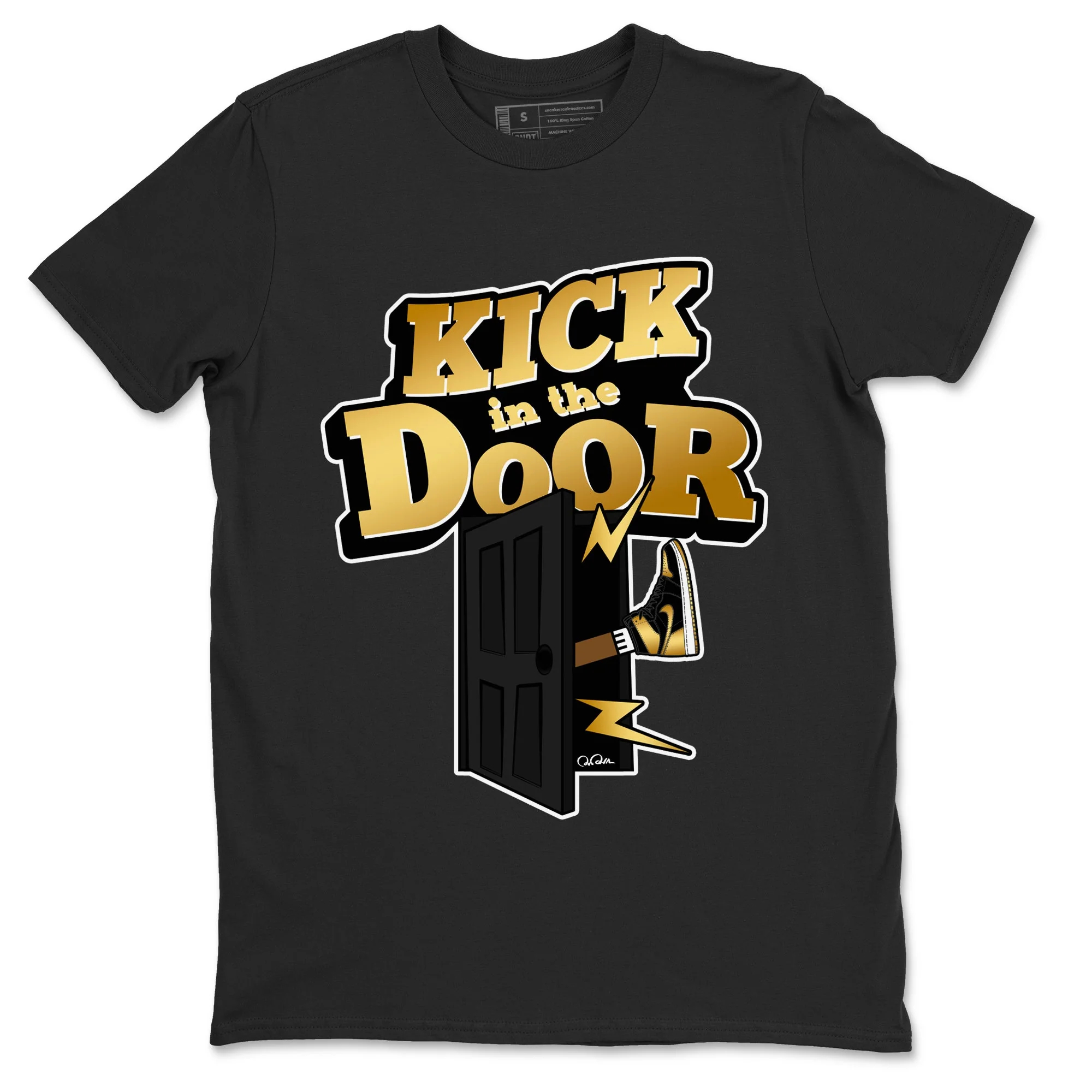 Kick In The Door Sneaker Tees - Air Jordan 1 Black Metallic Gold
