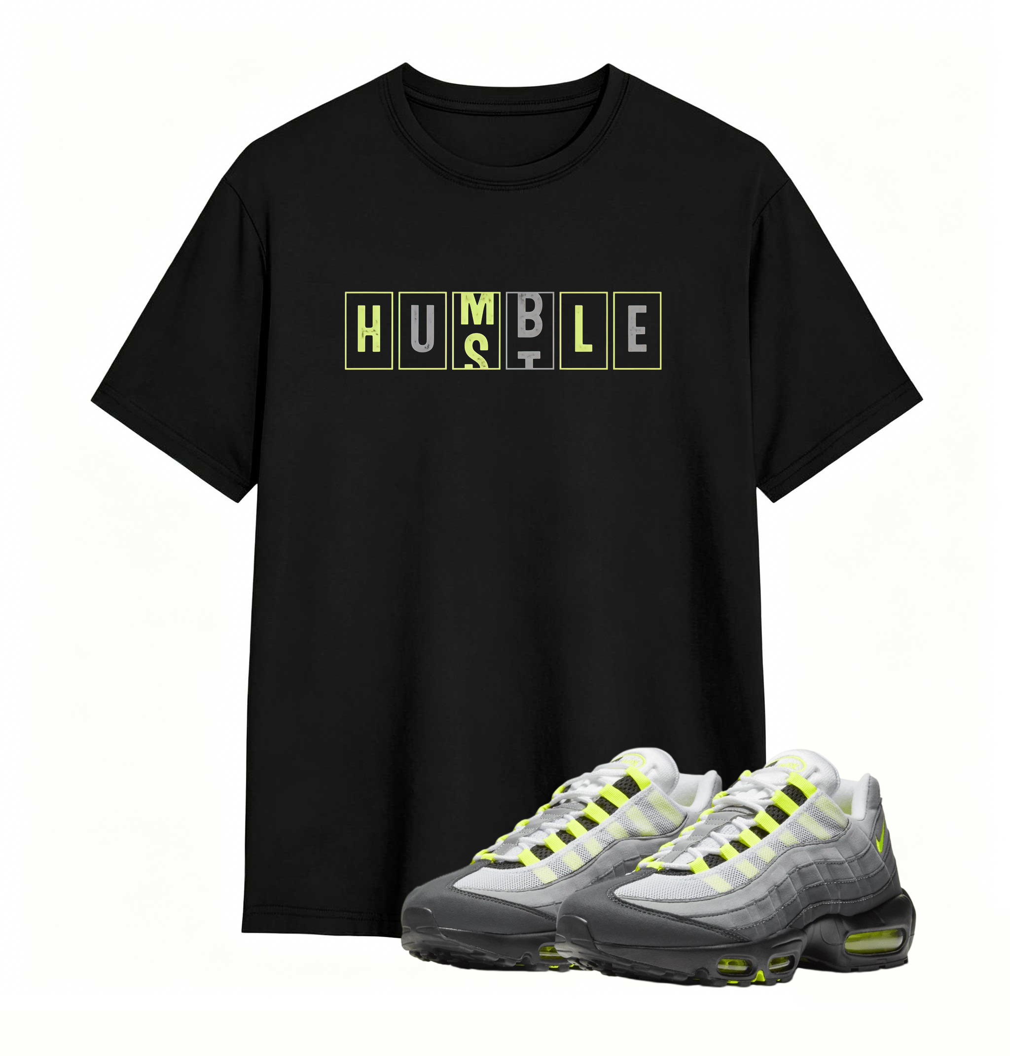 Air Max 95 OG Neon Yellow Matching Hustle Humble Shirt