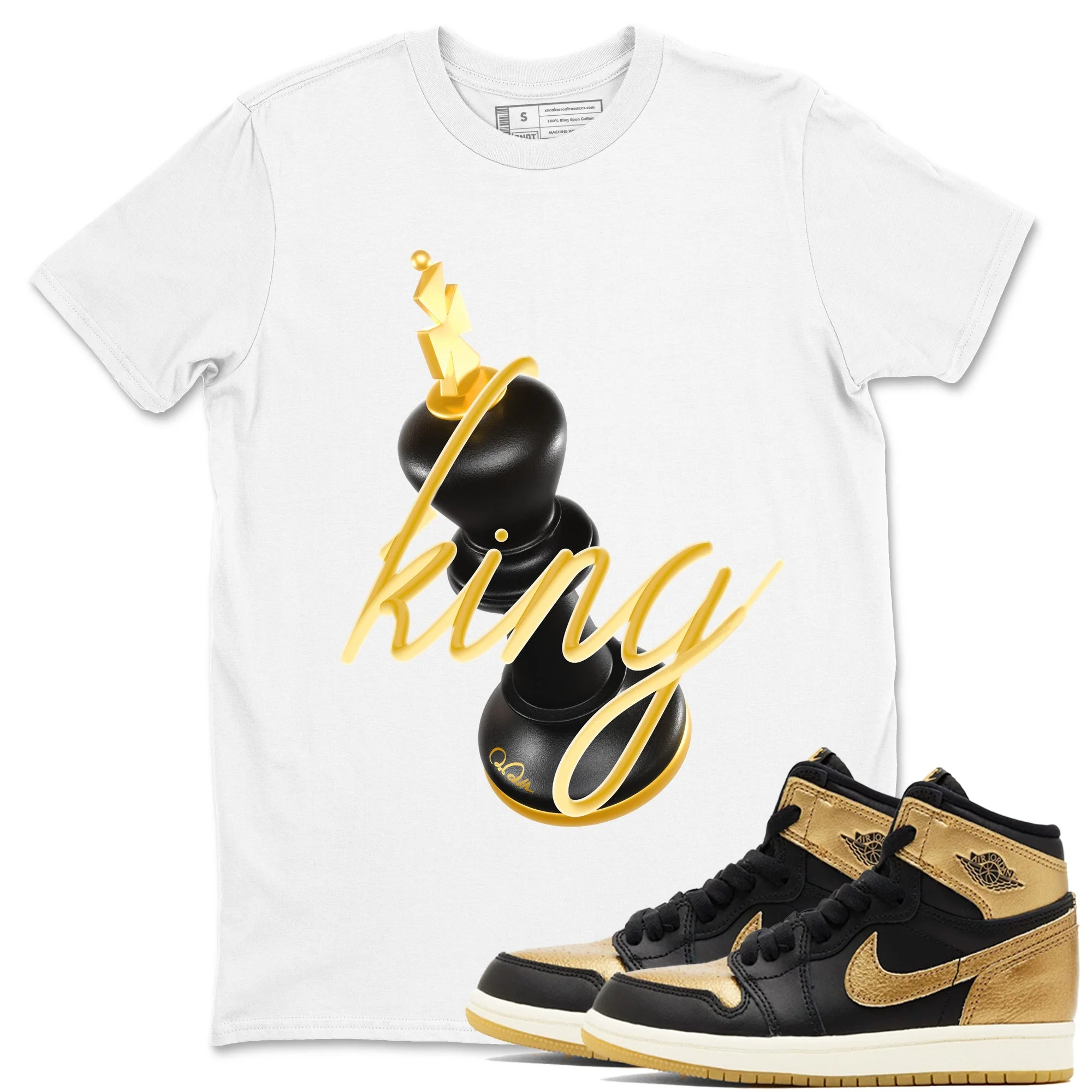 3D King Sneaker Tees - Air Jordan 1 Black Metallic Gold