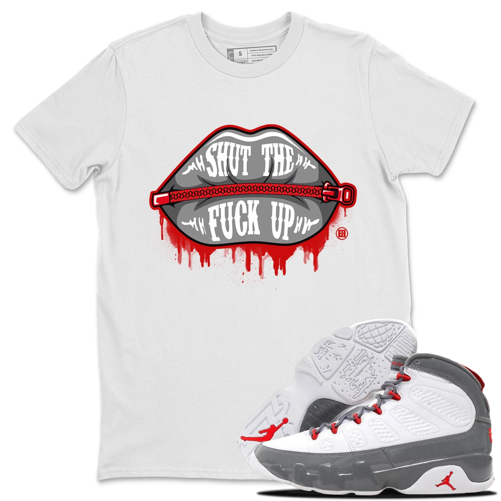 Lips Zipper Unisex Tops - Air Jordan 9 Fire Red