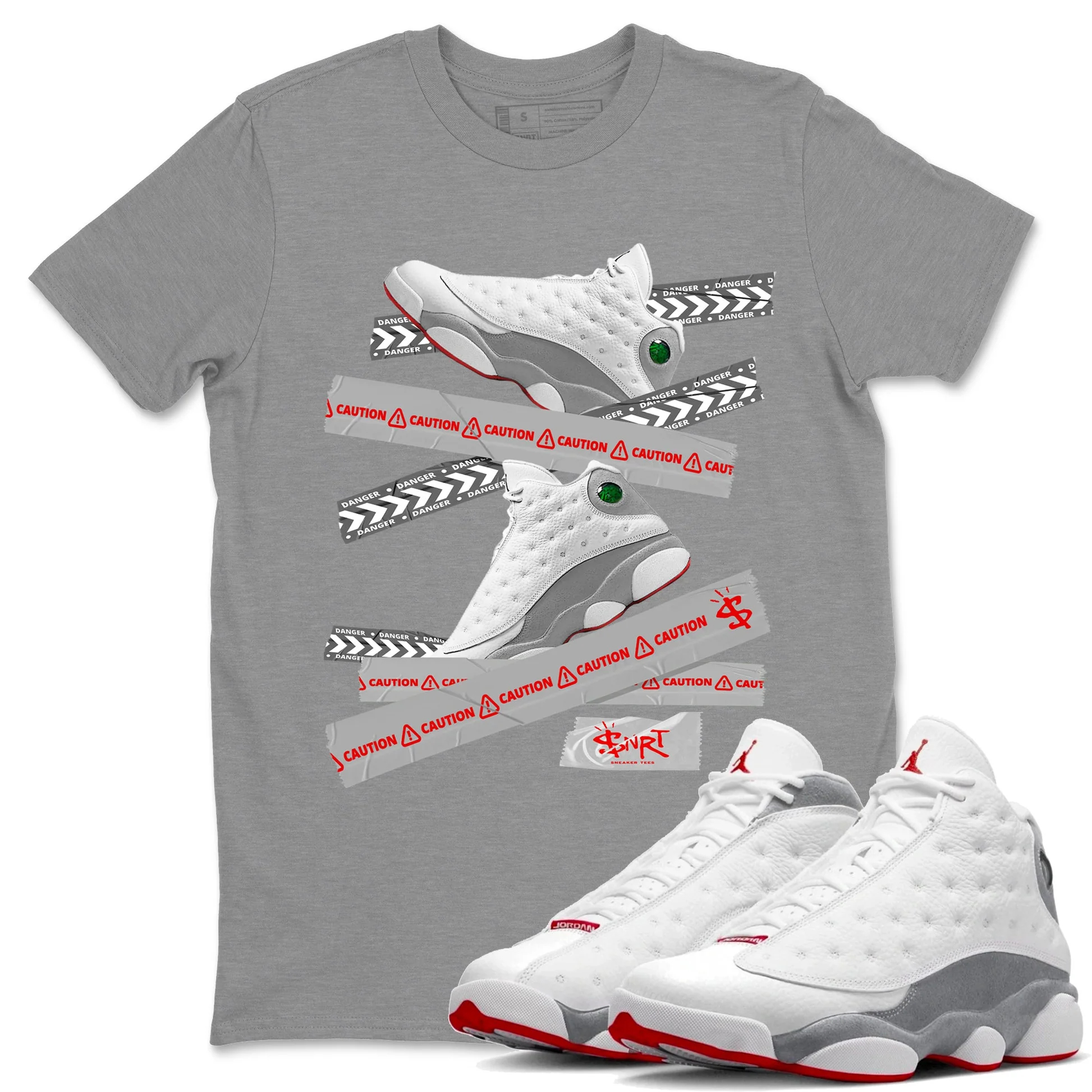 Caution Tape Unisex Tops - Air Jordan 13 Wolf Grey