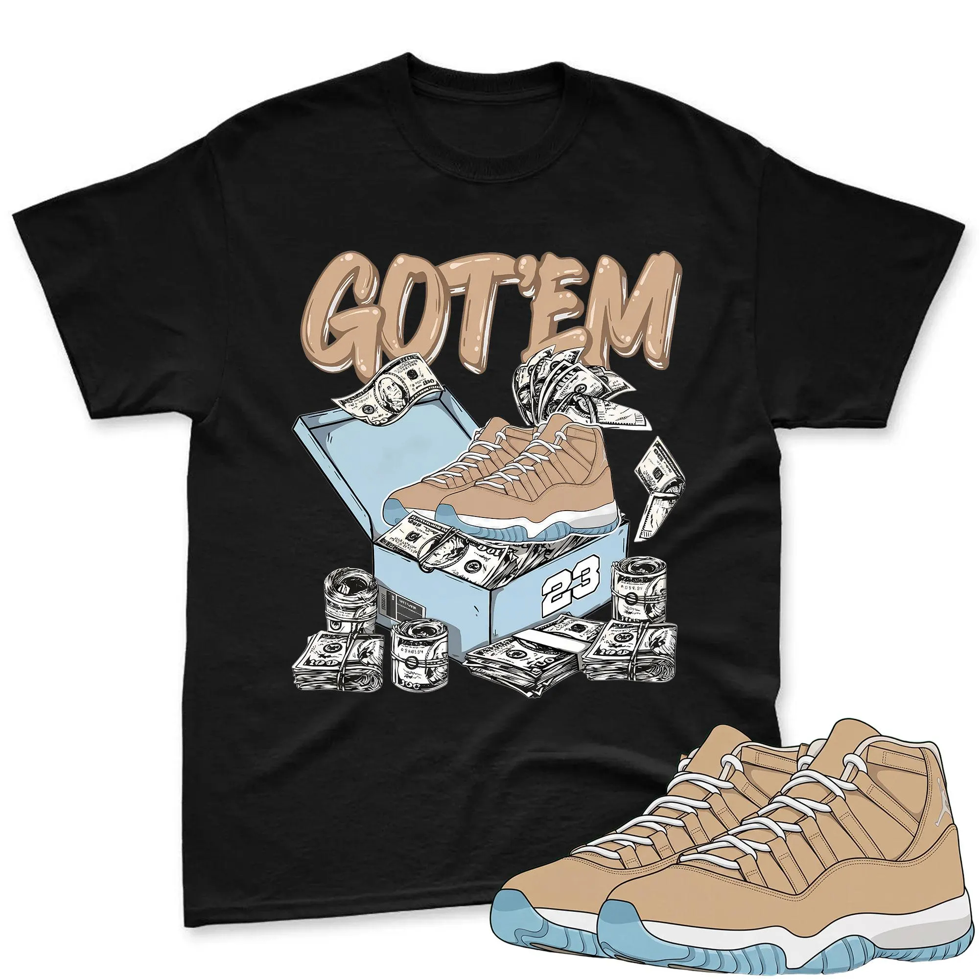 Dollar Sneaker Box T-Shirt Matching Jordan 11 H Town, 11 HTown Tee for Sneakerheads, Sneaker Jordan 11 H Town Sneaker Matching Shirt