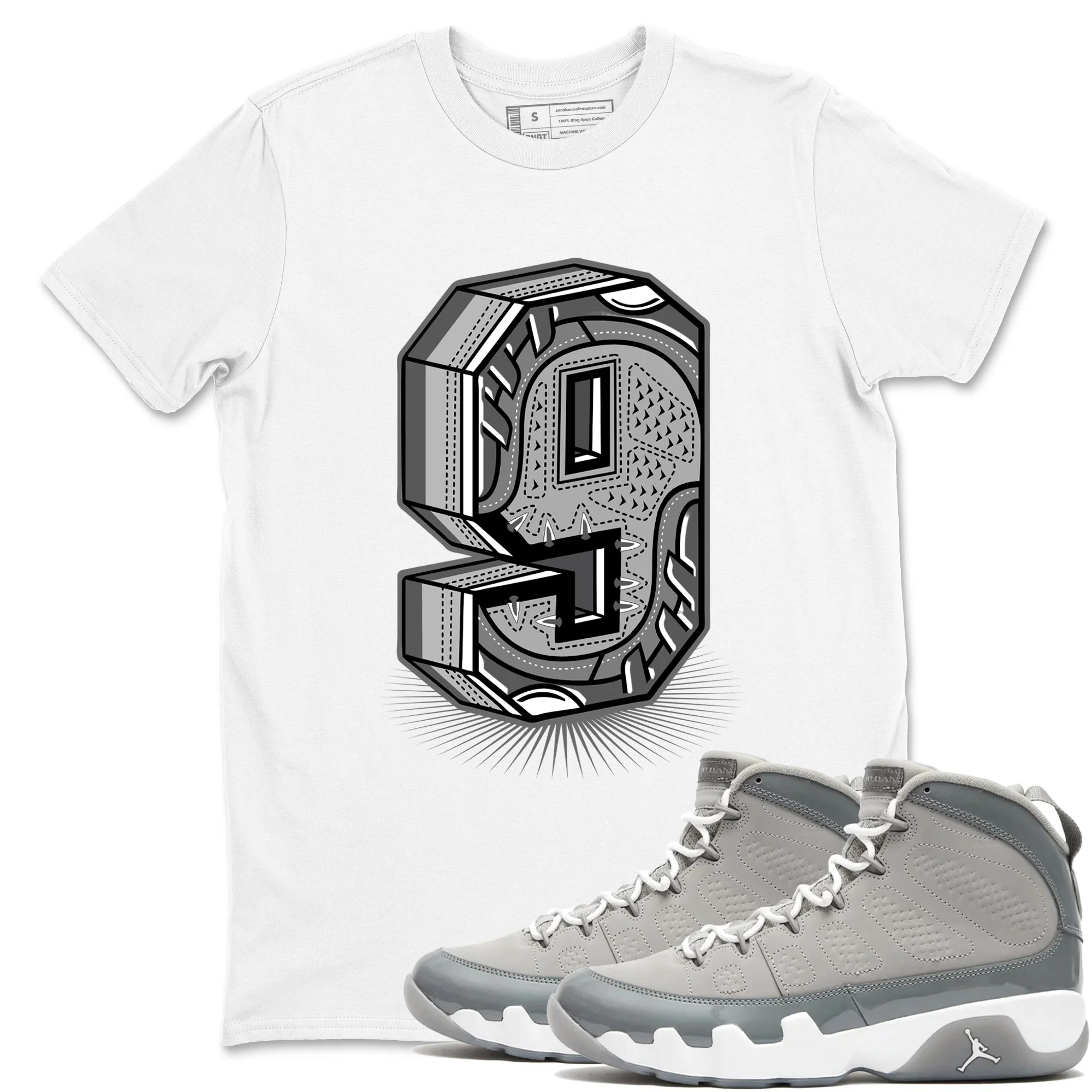 Number Statue Sneaker Tees - Air Jordan 9 Cool Grey