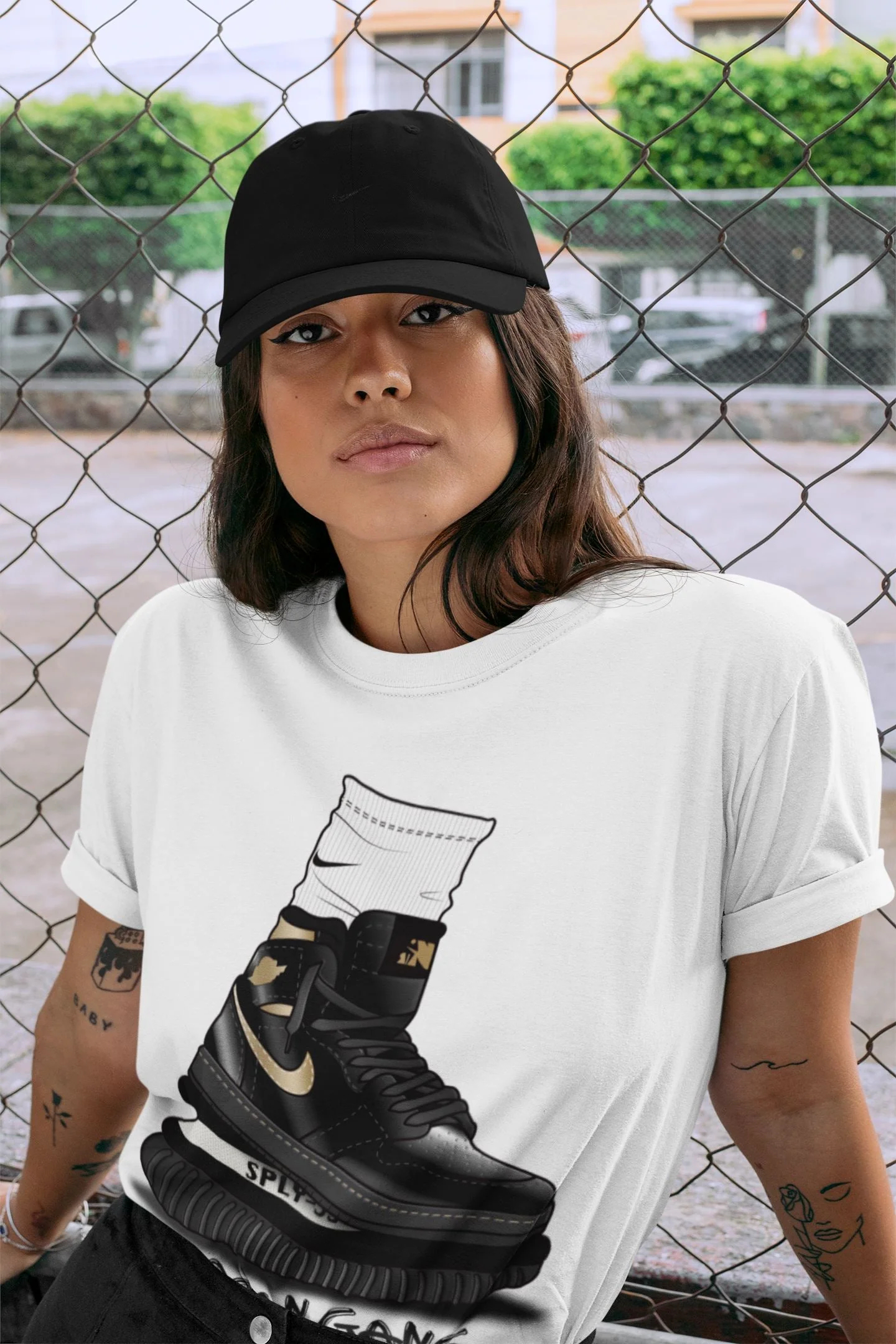 Air Jordan Gang Unisex Tops - Air Jordan 1 Black Metallic Gold