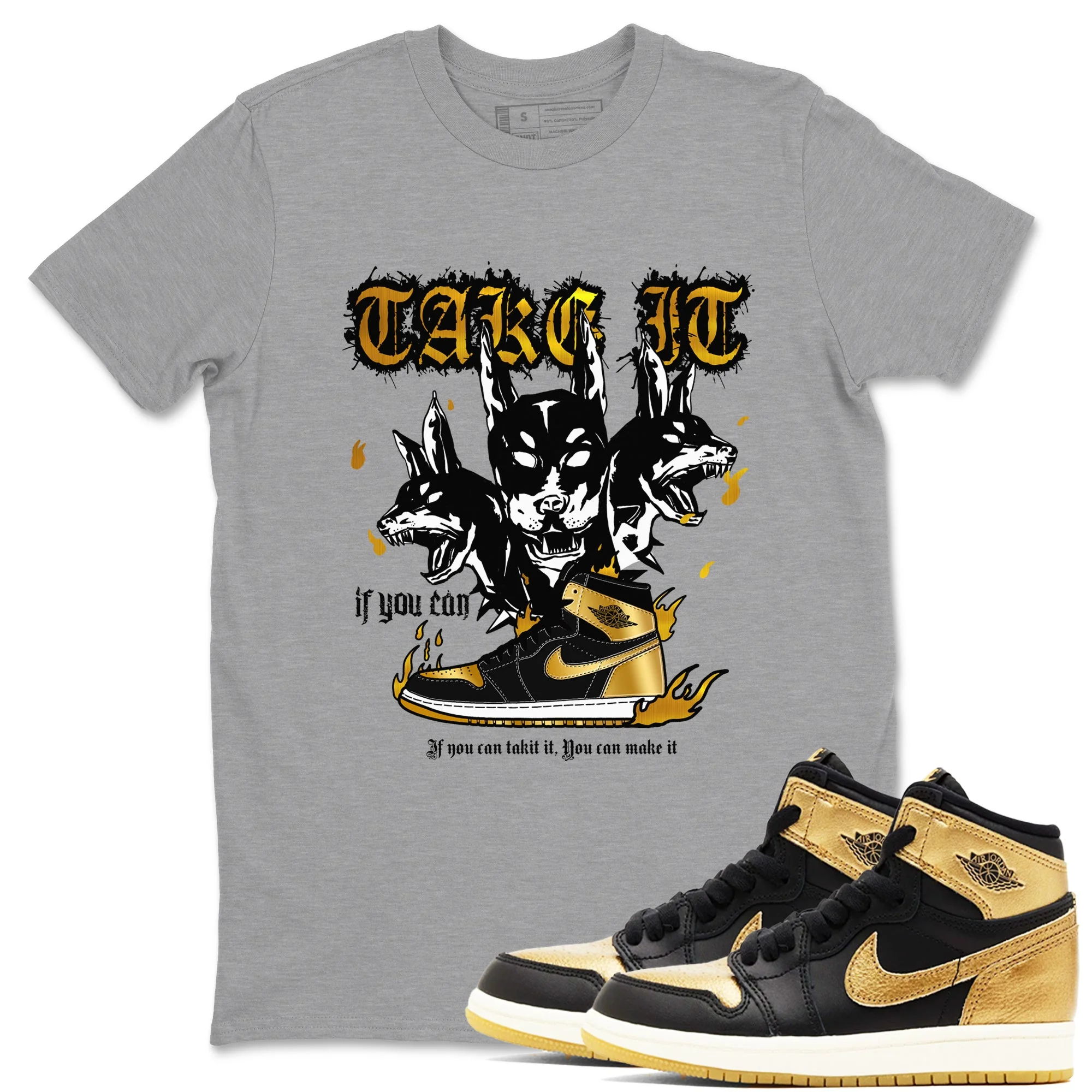 Hell Hounds Sneaker Tees - Air Jordan 1 Black Metallic Gold