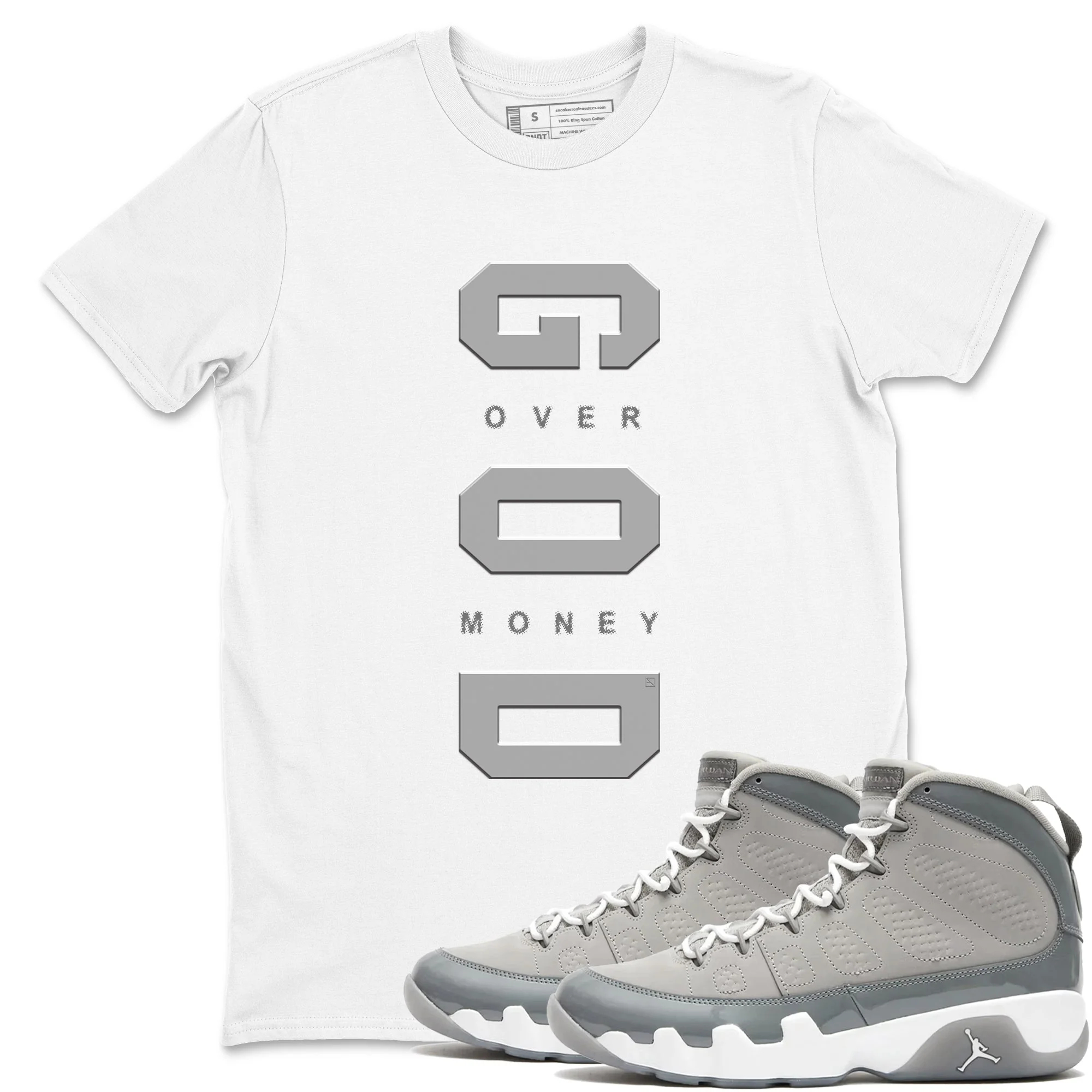God Over Money Sneaker Tees - Air Jordan 9 Cool Grey
