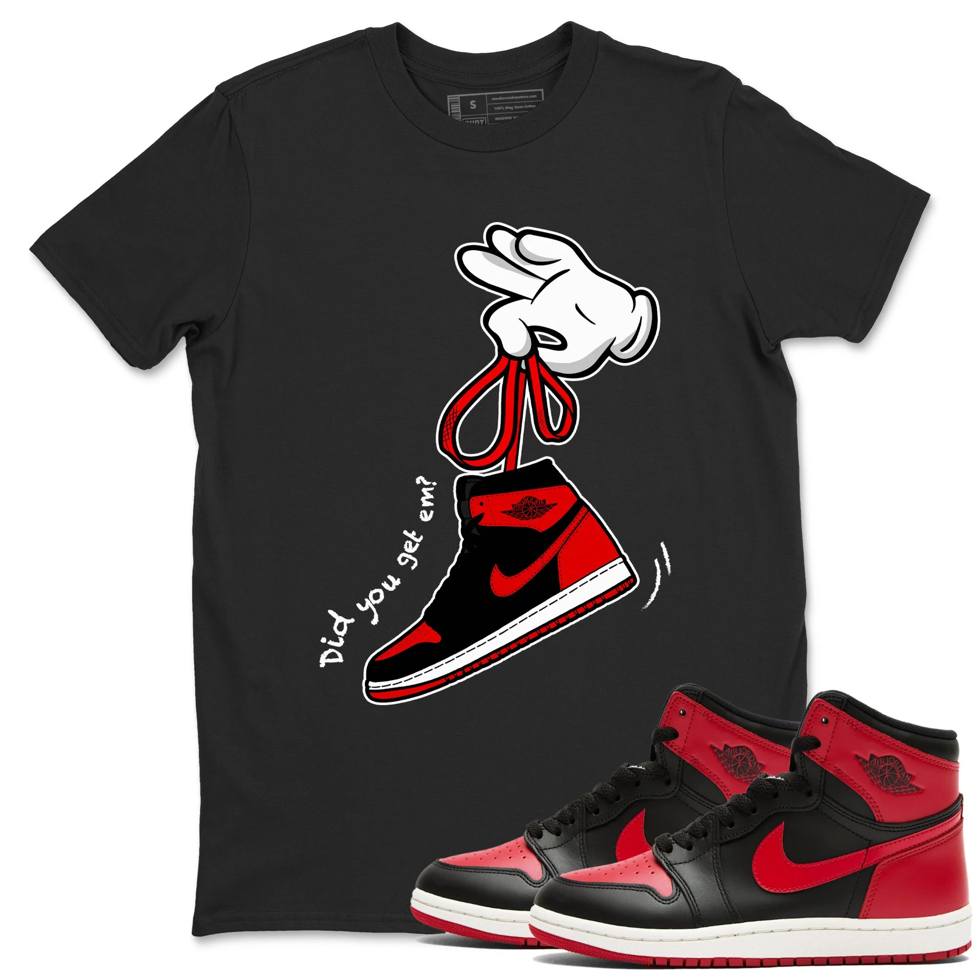 Cartoon Hands Sneaker Tees - Air Jordan 1 '85 Bred