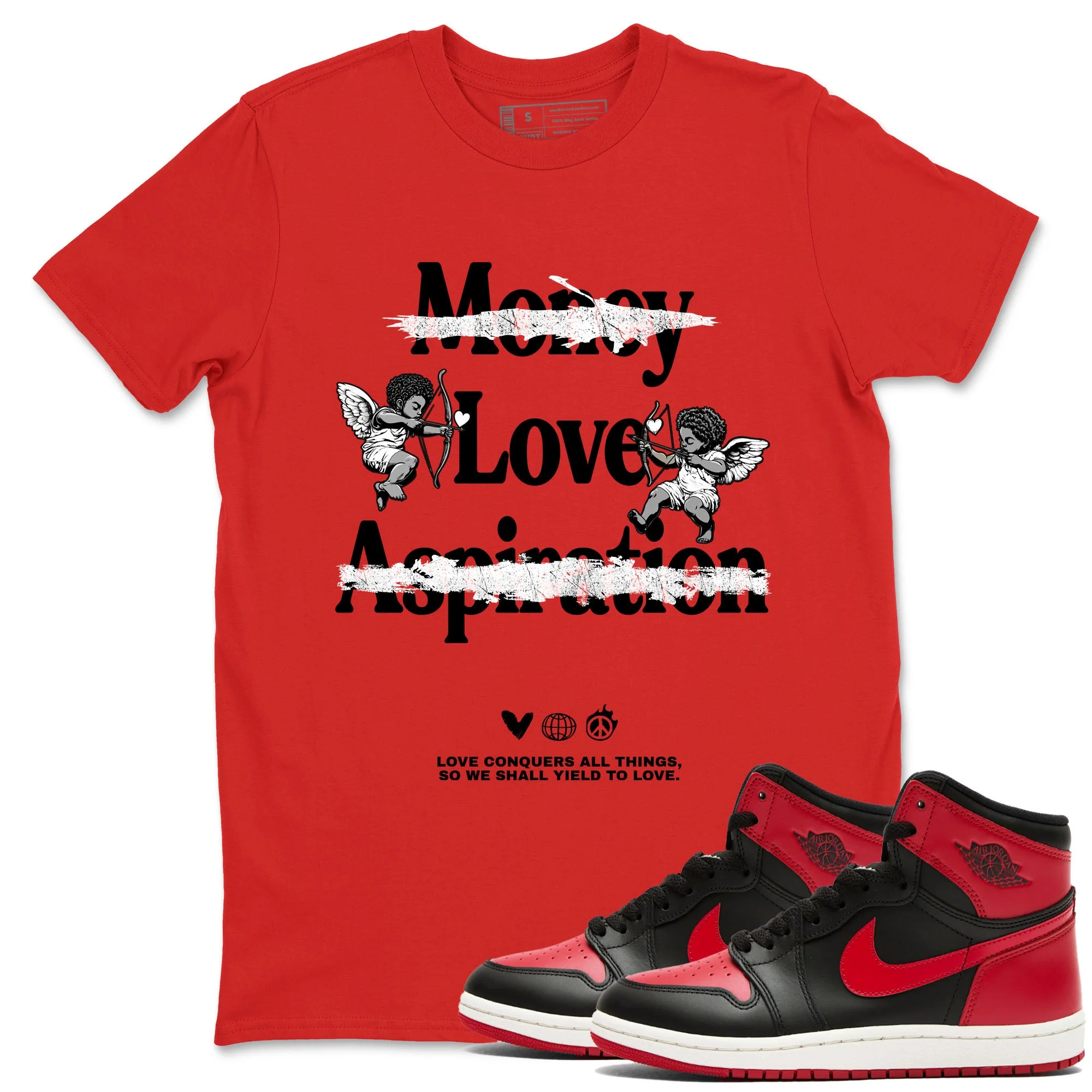 Love Conquers All Things Sneaker Tees - Air Jordan 1 '85 Bred