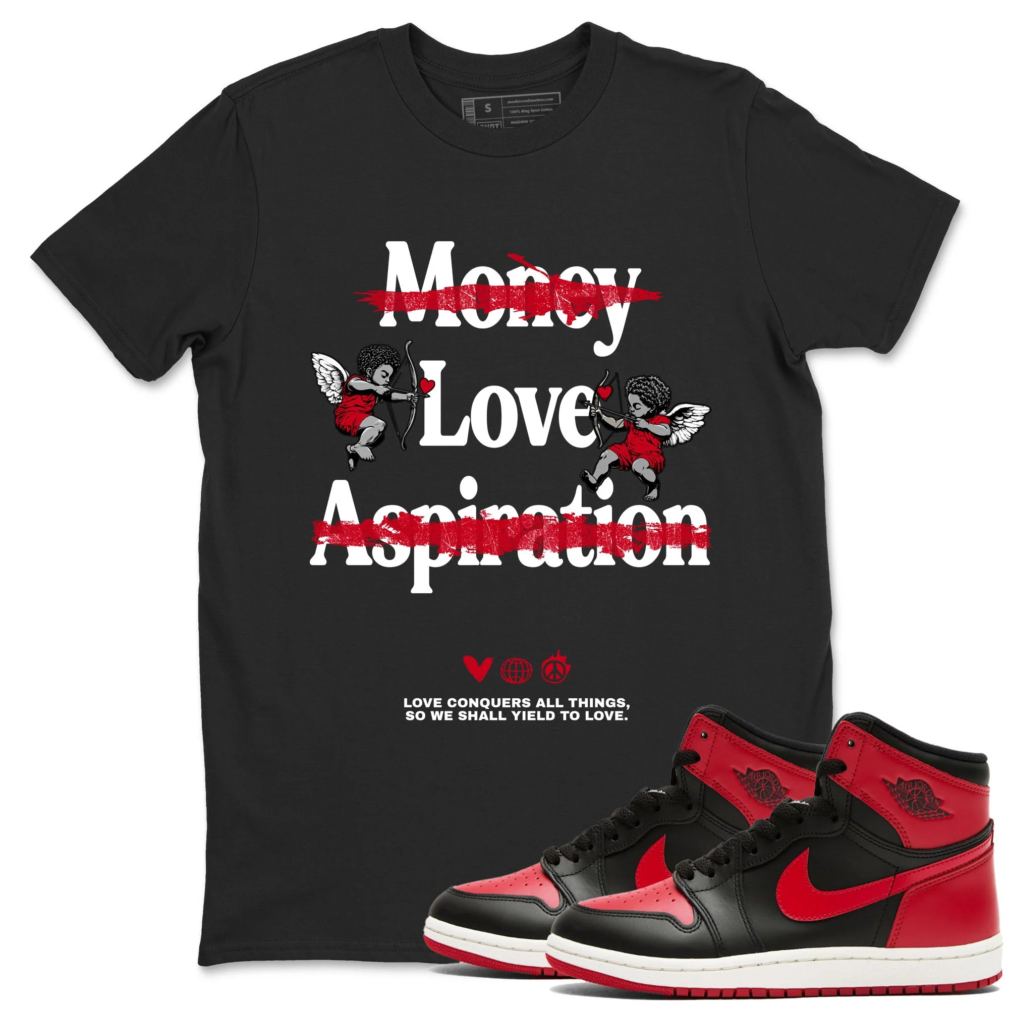 Love Conquers All Things Sneaker Tees - Air Jordan 1 '85 Bred