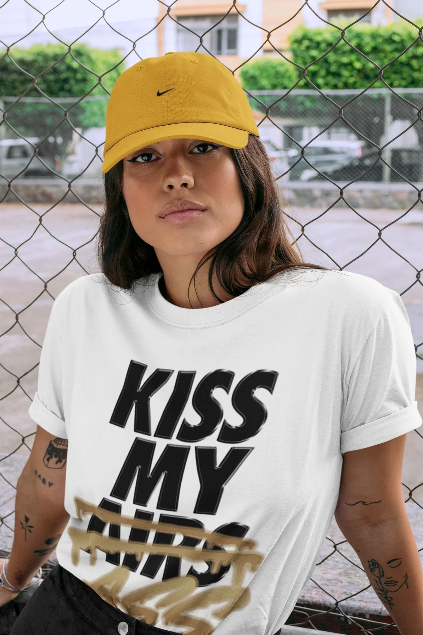 Kiss My Ass Unisex Tops - Air Jordan 1 Black Metallic Gold