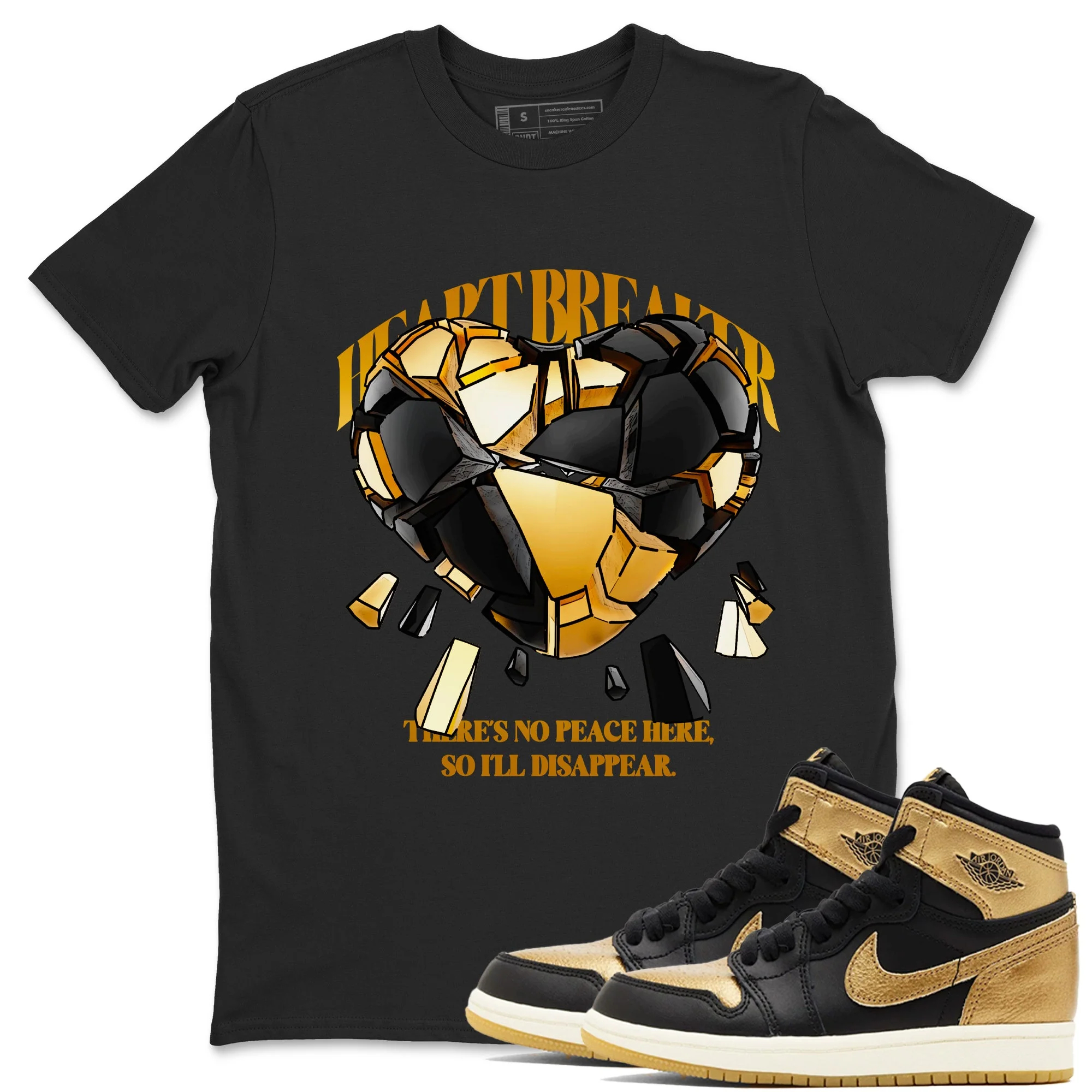 Heart Breaker Sneaker Tees - Air Jordan 1 Black Metallic Gold