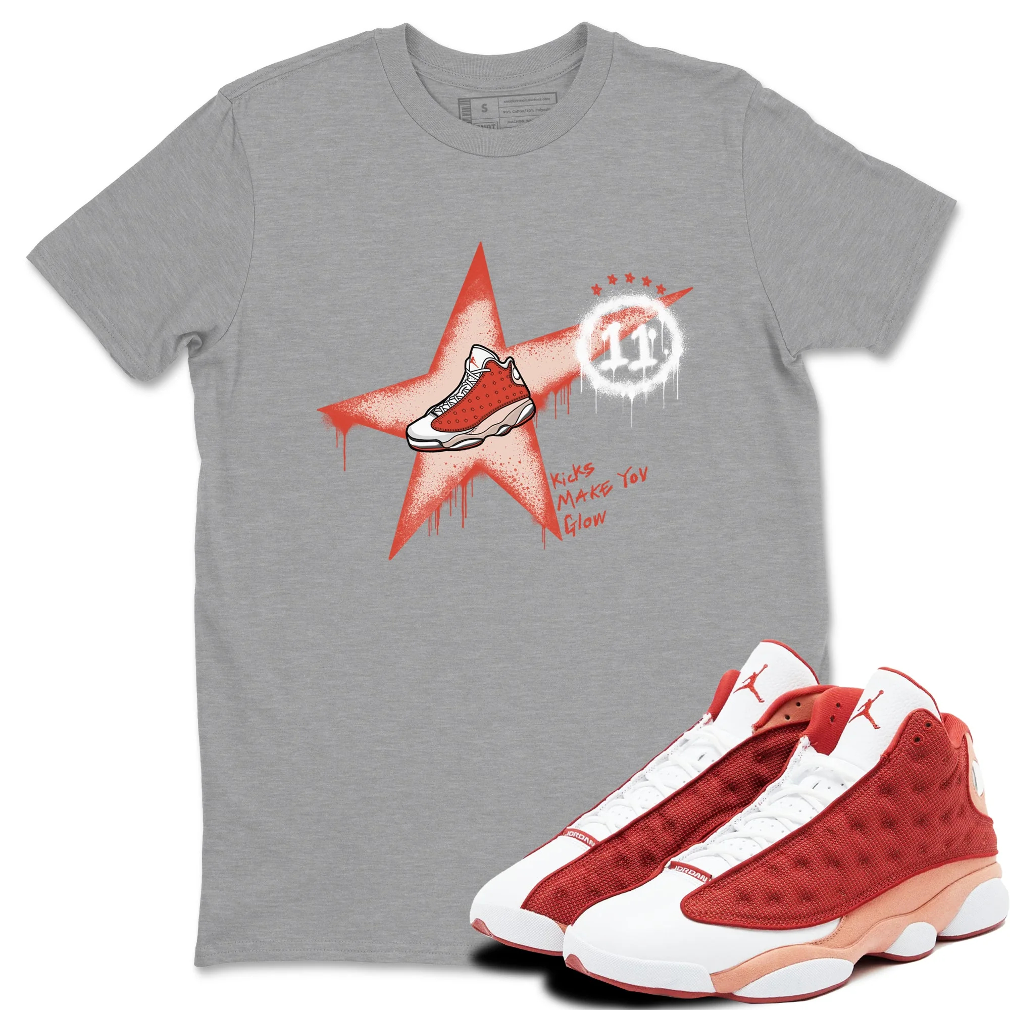 Kicks Make You Glow Sneaker Tees - Air Jordan 13 Dune Red