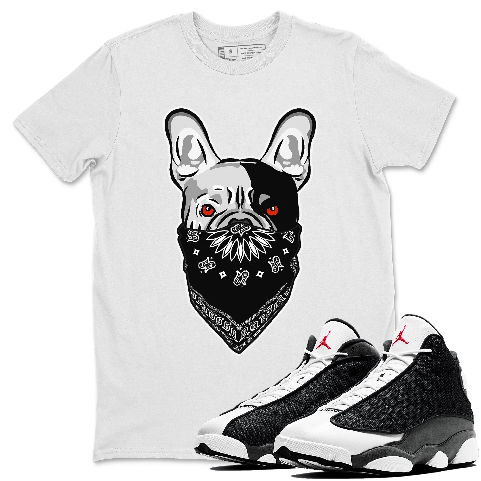 French Bulldog Bandana Unisex Tops - Air Jordan 13 Black Flint