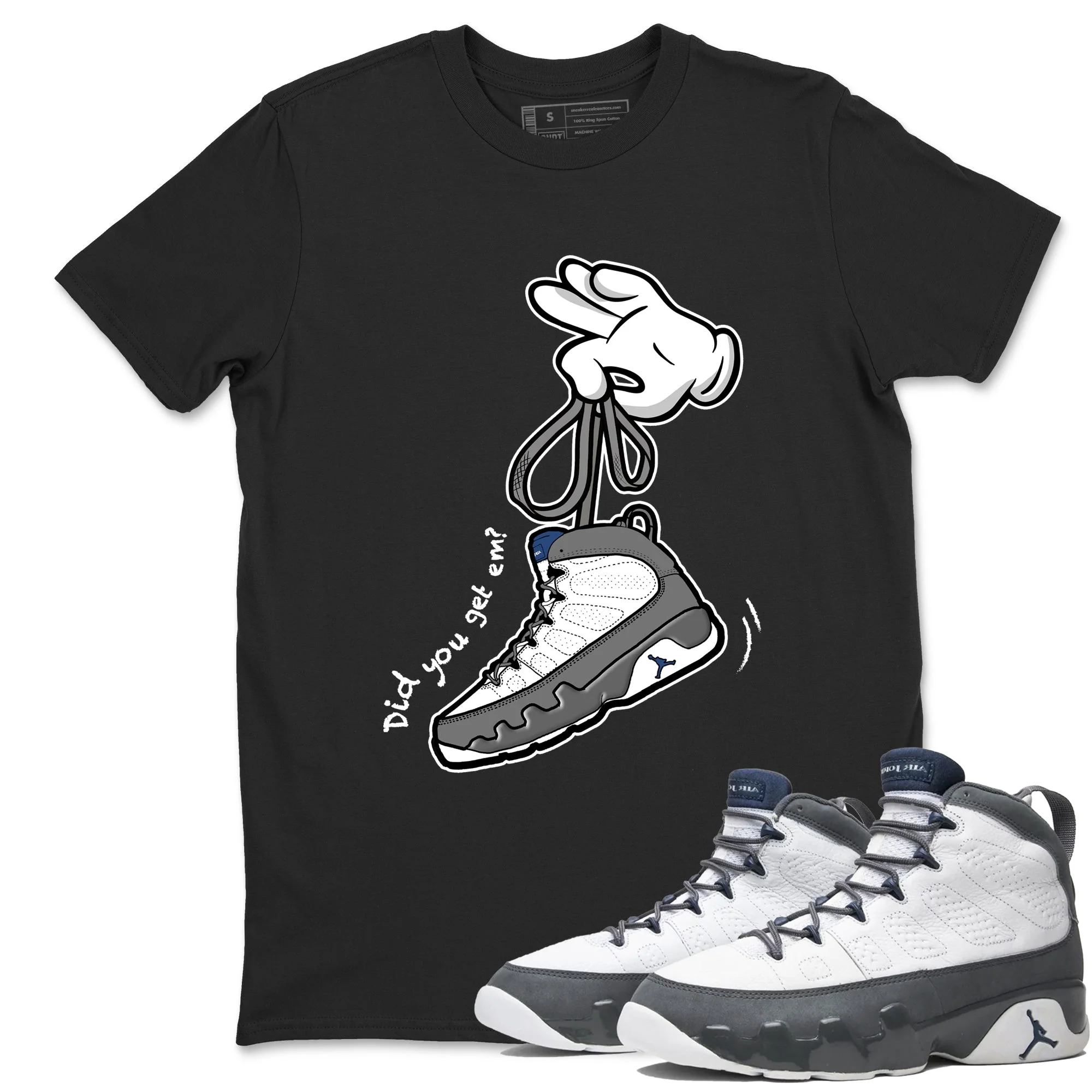 Cartoon Hands Sneaker Tees - Air Jordan 9 Flint Grey