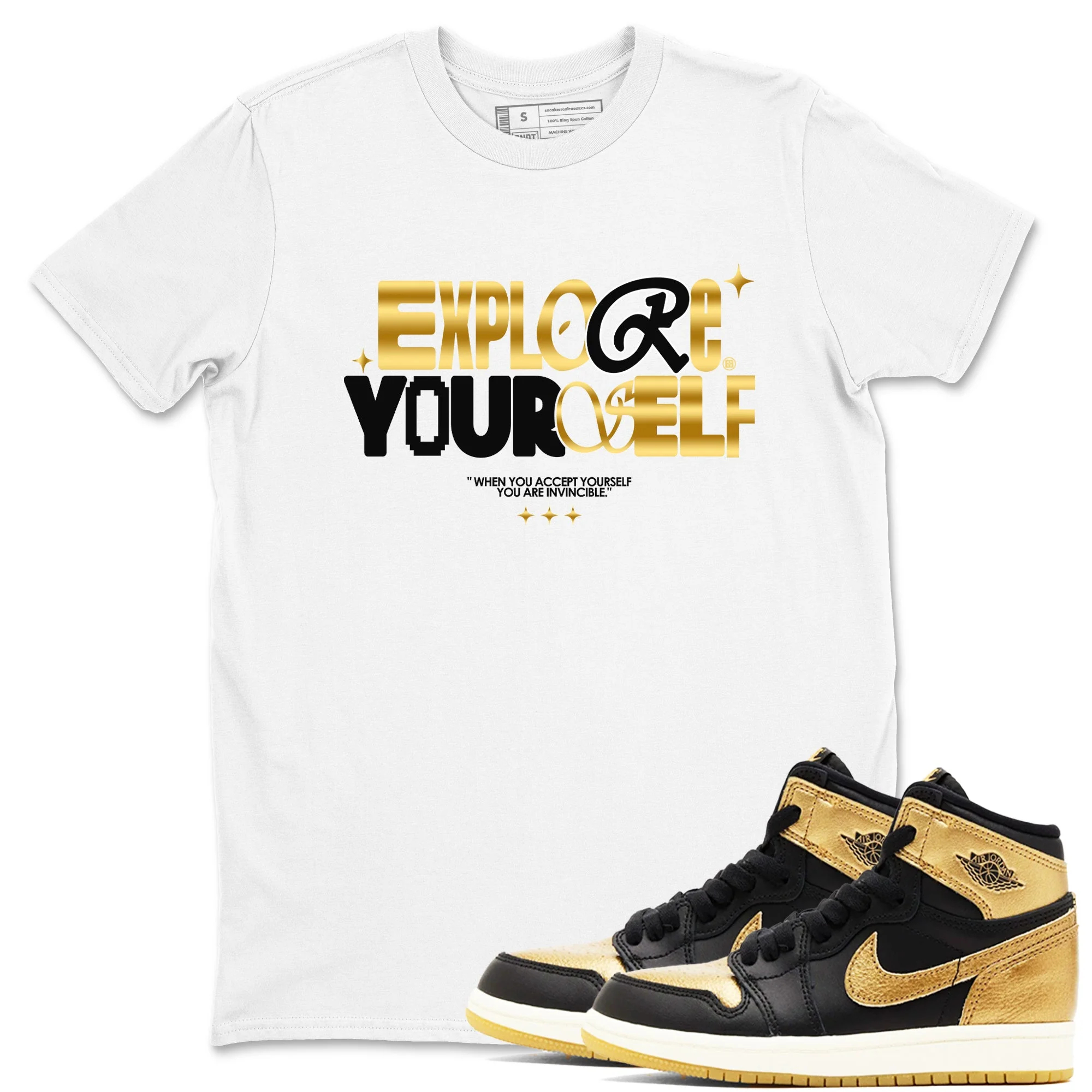 Explore Yourself Sneaker Tees - Air Jordan 1 Black Metallic Gold