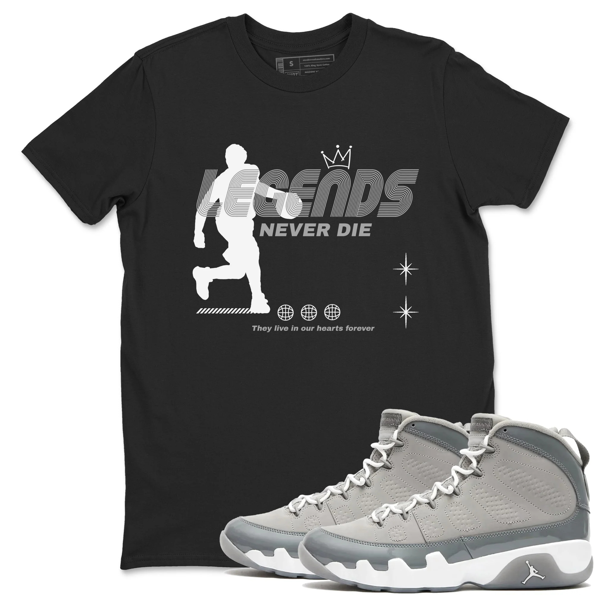 Legends Never Die Sneaker Tees - Air Jordan 9 Cool Grey