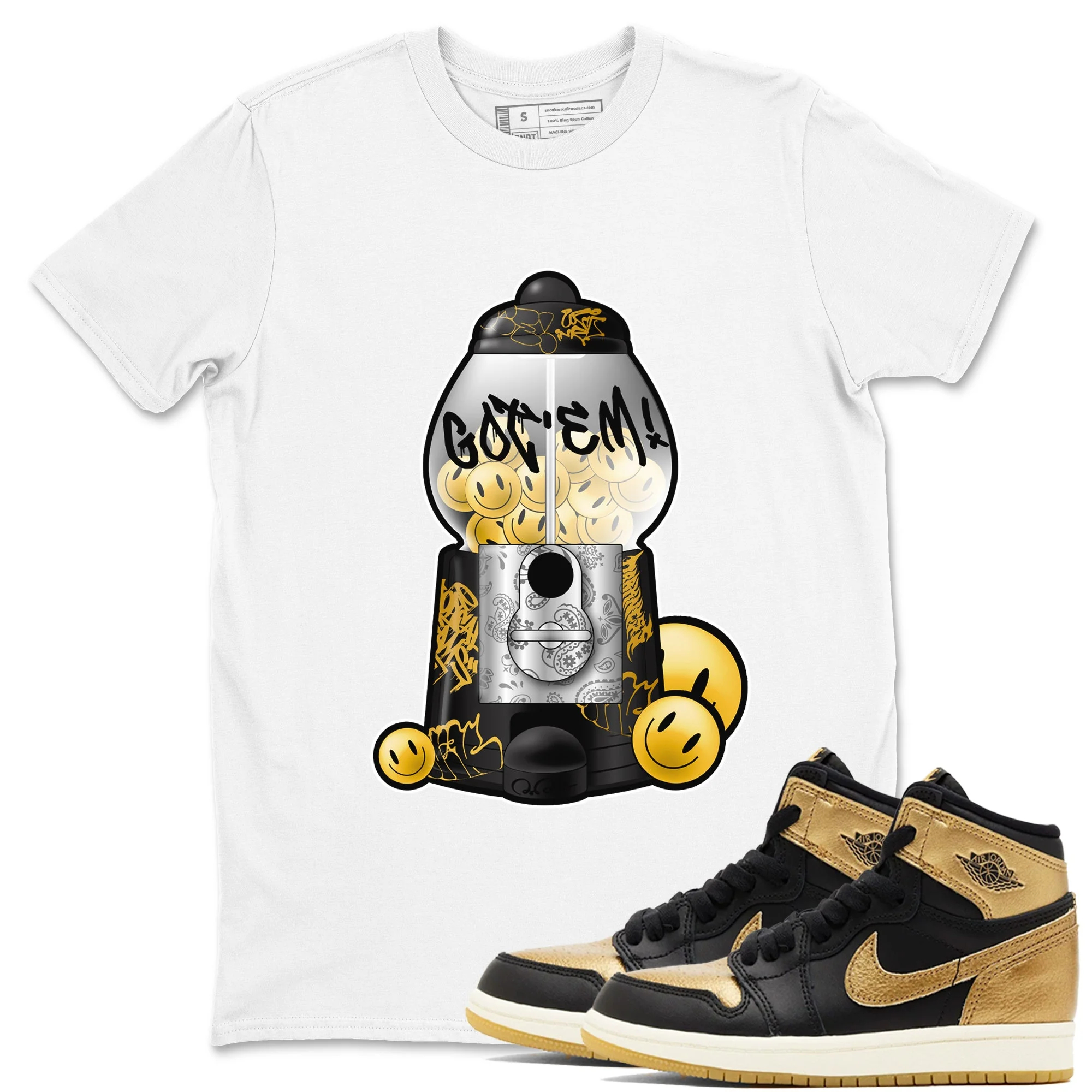 Gumball Machine Sneaker Tees - Air Jordan 1 Black Metallic Gold