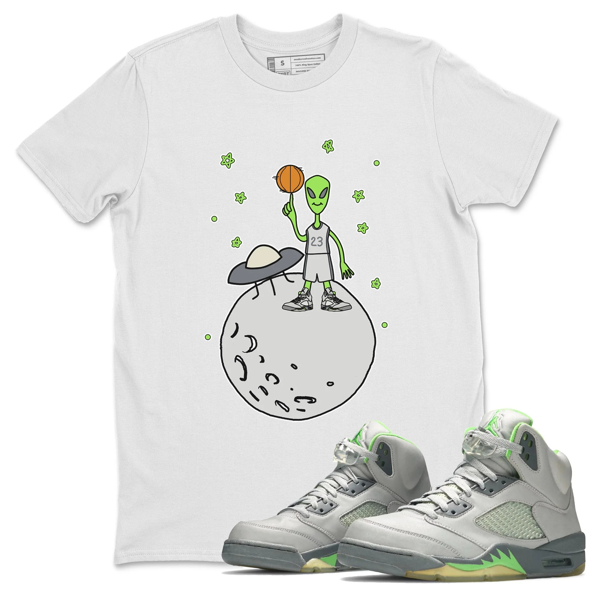 Basketball Alien Unisex Tops - Air Jordan 5 Green Bean