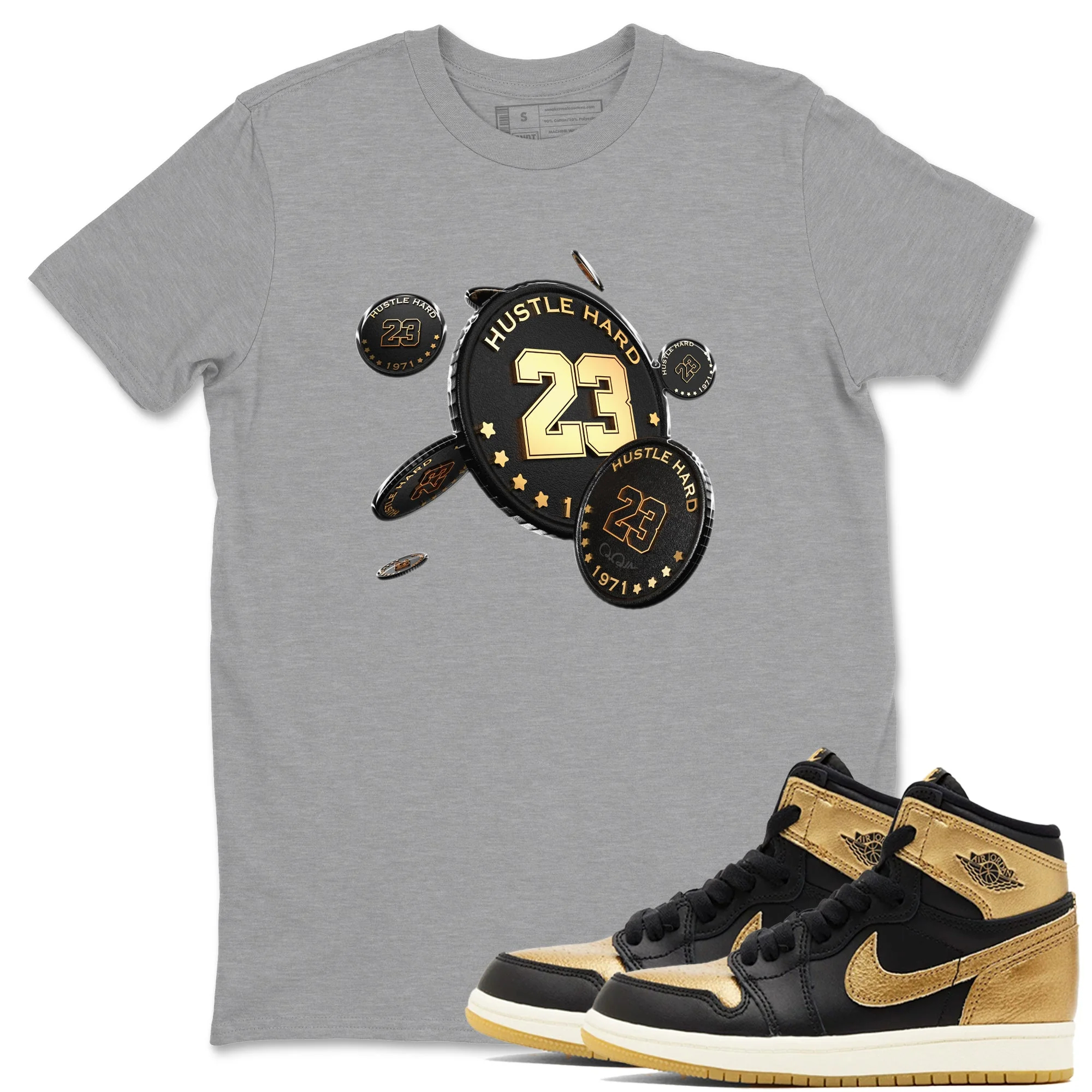 Coin Drop Sneaker Tees - Air Jordan 1 Black Metallic Gold
