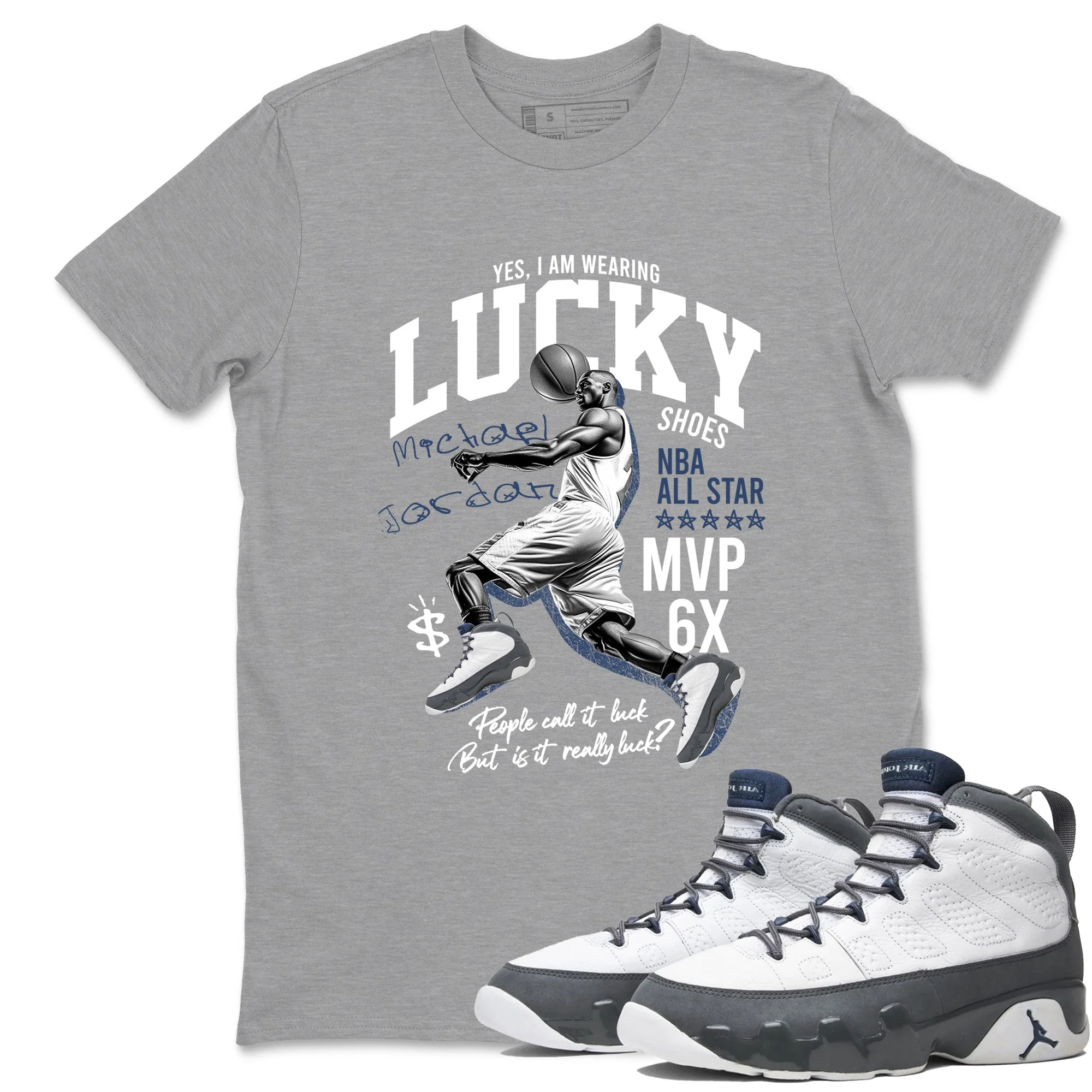 Lucky Player Sneaker Tees - Air Jordan 9 Flint Grey