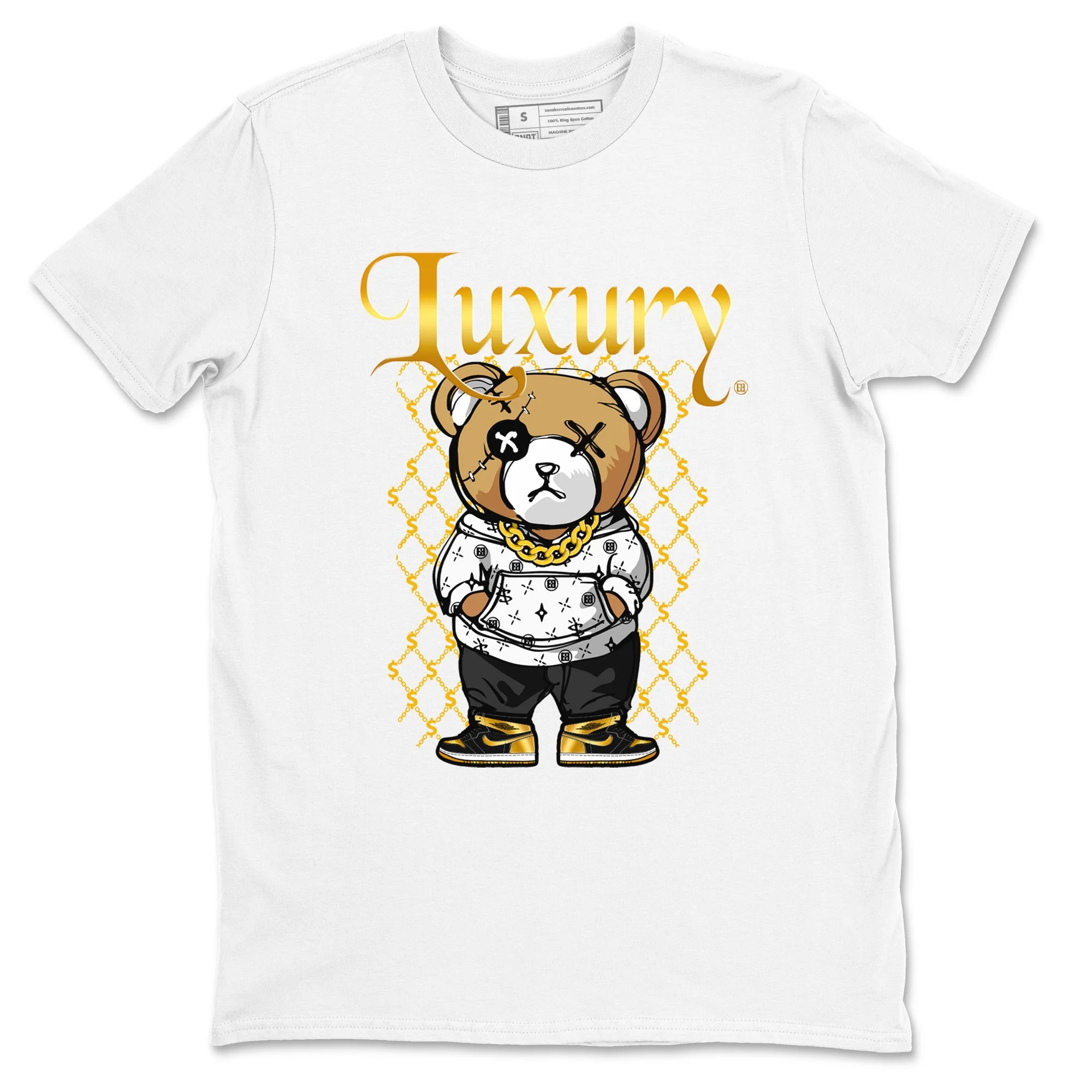 Luxury Bear Sneaker Tees - Air Jordan 1 Black Metallic Gold