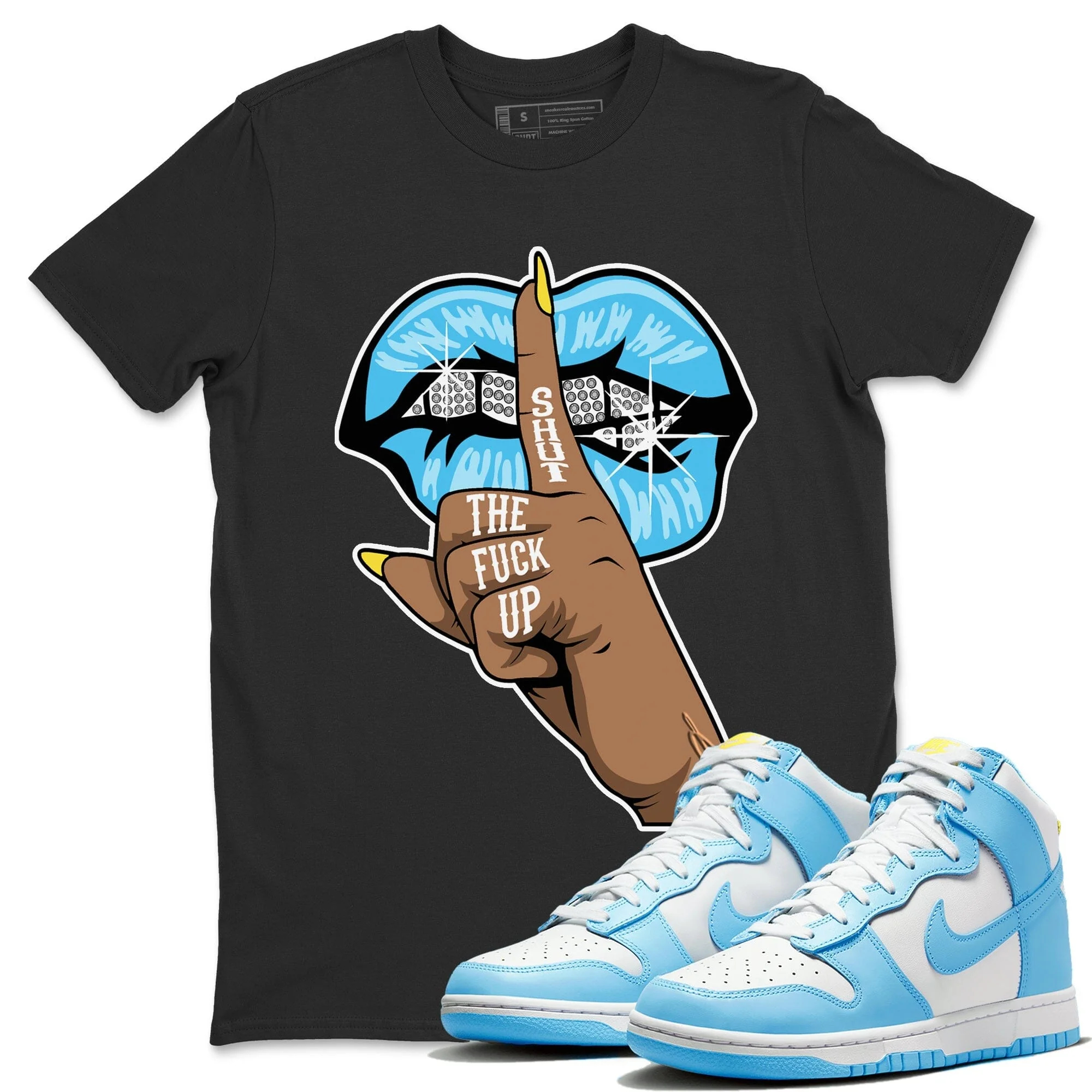 Lips Hand Unisex Tops - Dunk Blue Chill