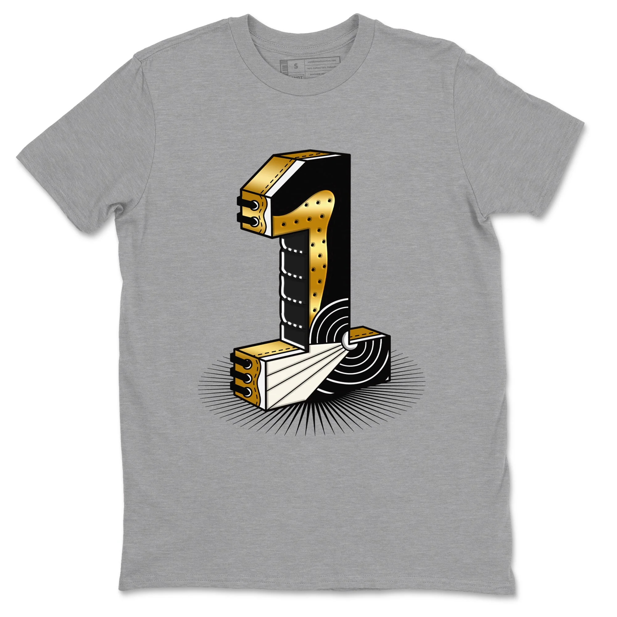 Number Statue Sneaker Tees - Air Jordan 1 Black Metallic Gold