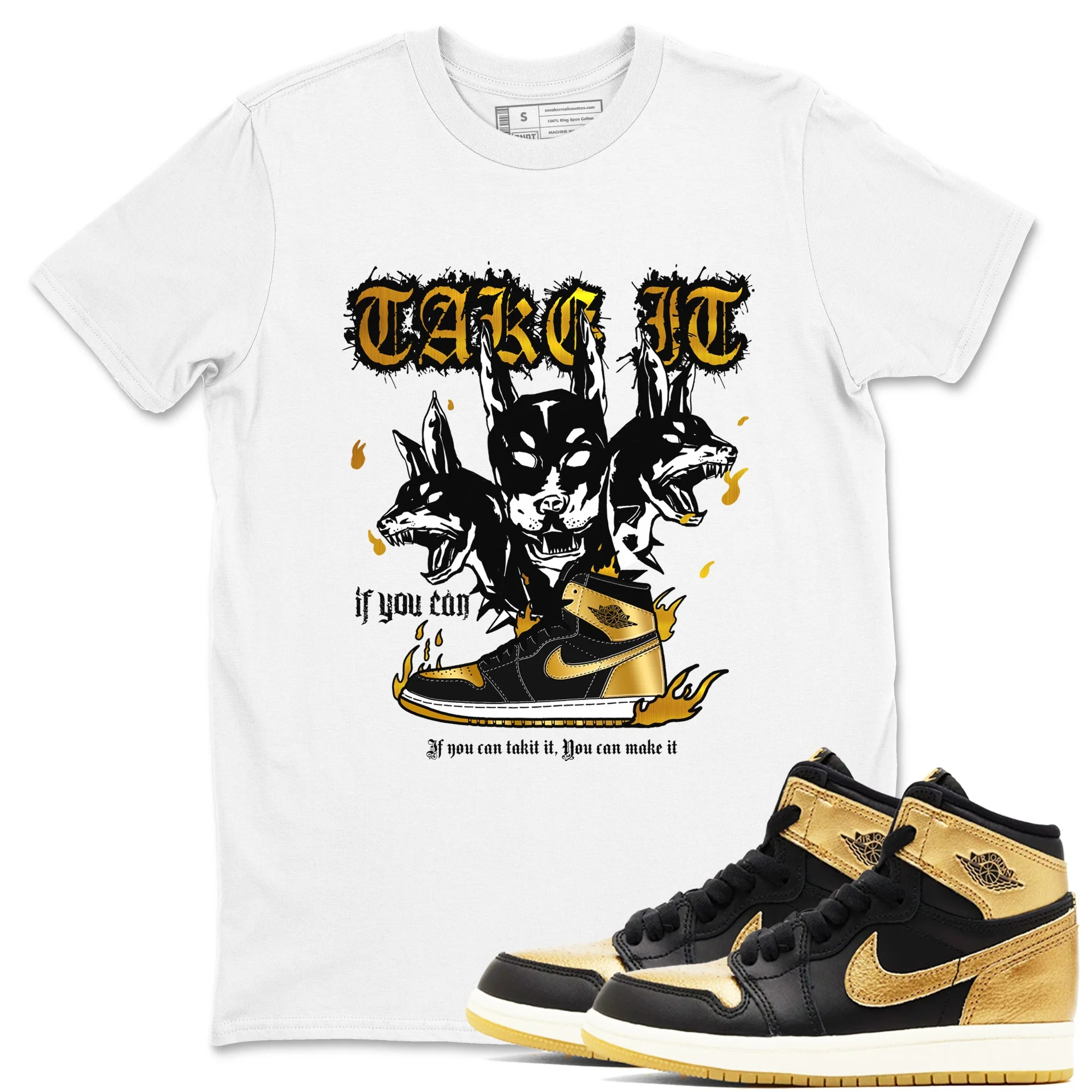 Hell Hounds Sneaker Tees - Air Jordan 1 Black Metallic Gold
