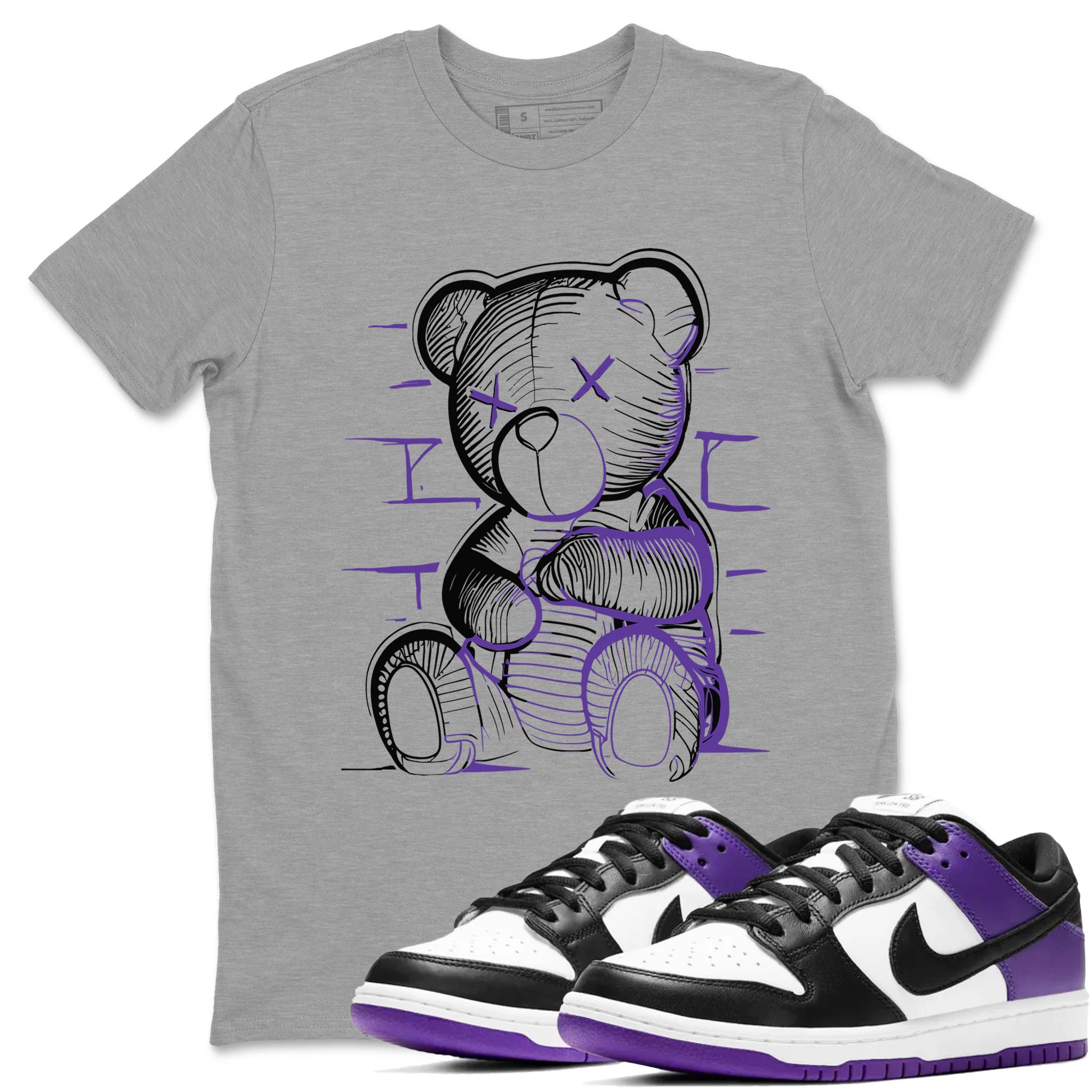 Neon Bear Sneaker Tees - Dunk Low Court Purple