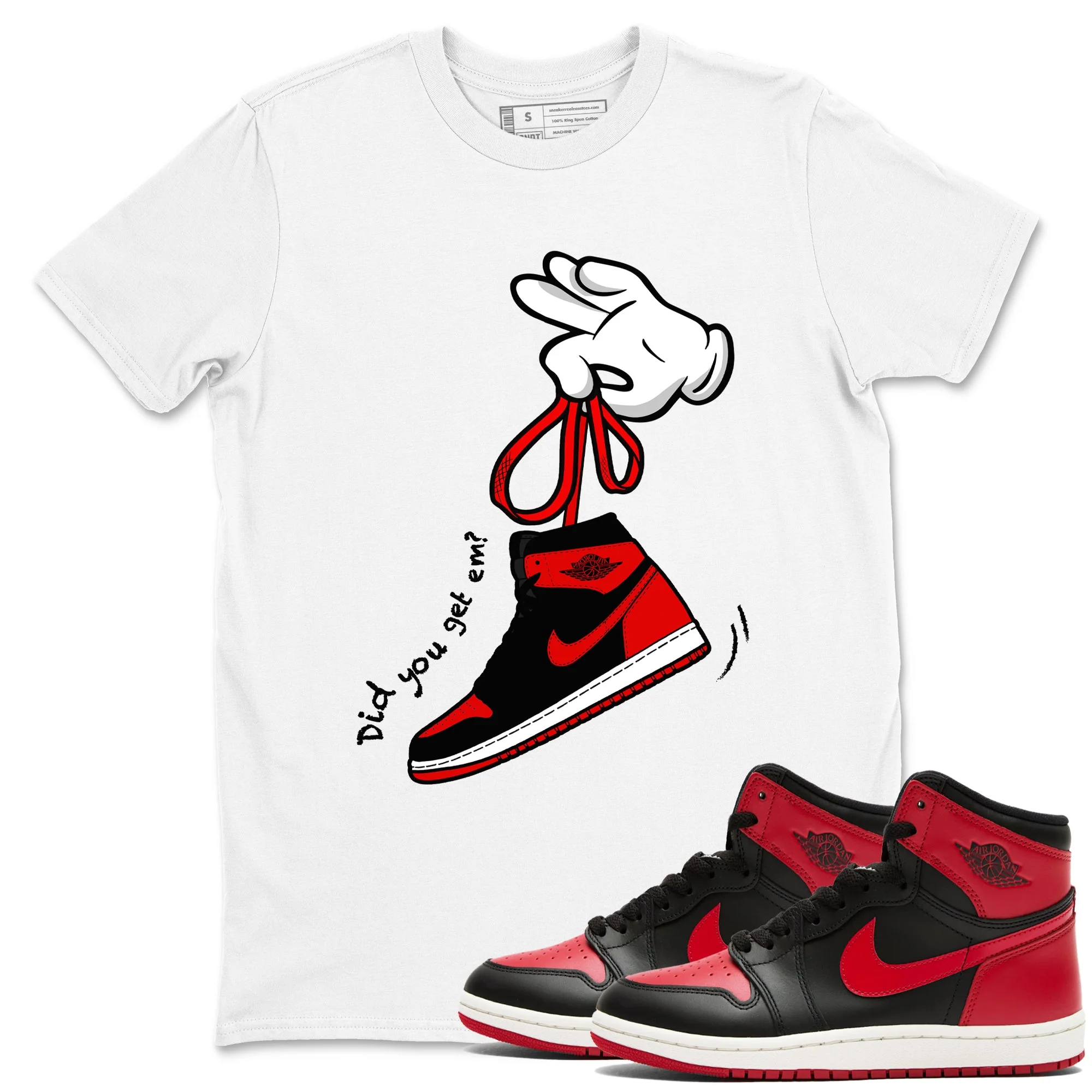 Cartoon Hands Sneaker Tees - Air Jordan 1 '85 Bred