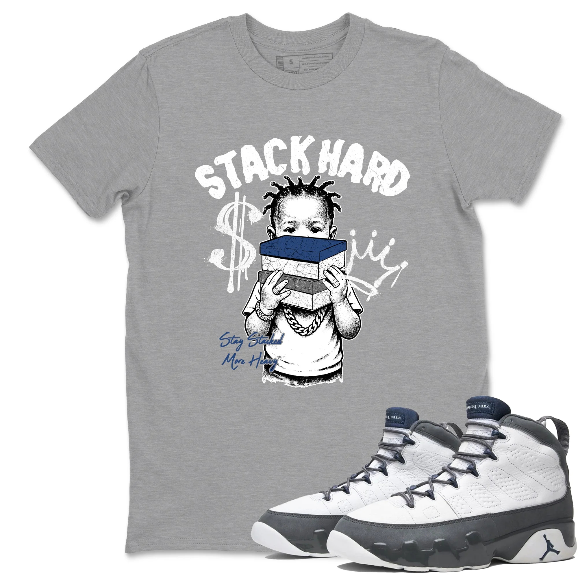 Stack Hard Sneaker Tees - Air Jordan 9 Flint Grey