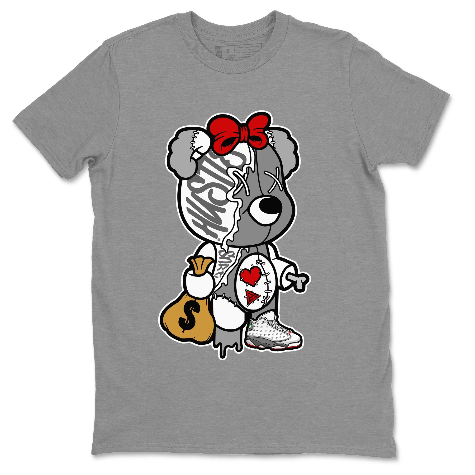 Stitched Hustle Bear Unisex Tops - Air Jordan 13 Wolf Grey