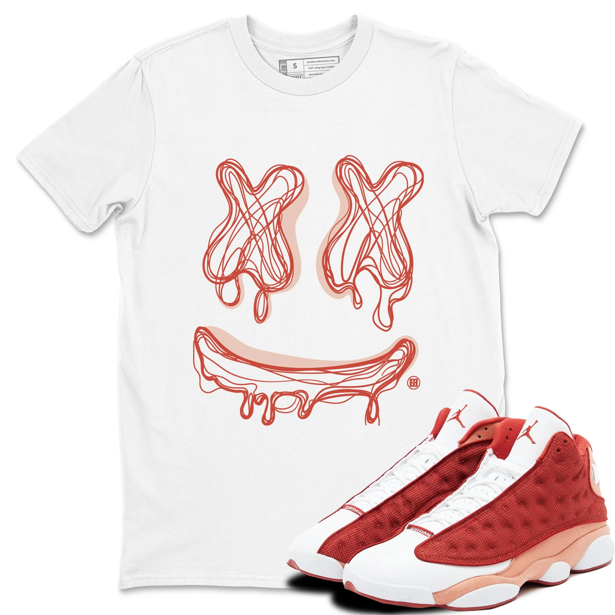 Smile Doodle Sneaker Tees - Air Jordan 13 Dune Red
