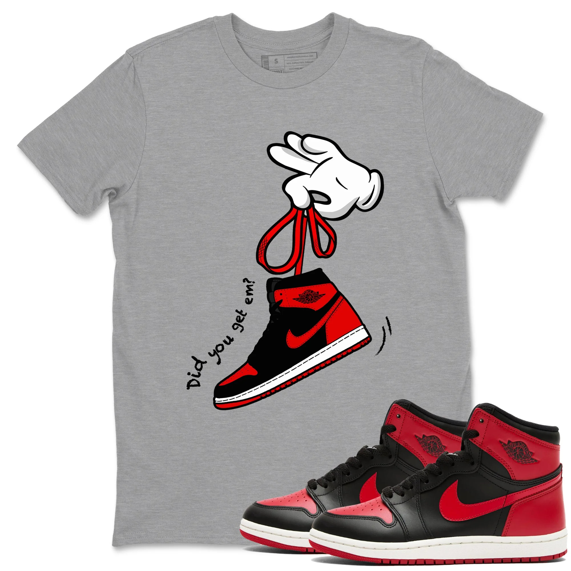 Cartoon Hands Sneaker Tees - Air Jordan 1 '85 Bred
