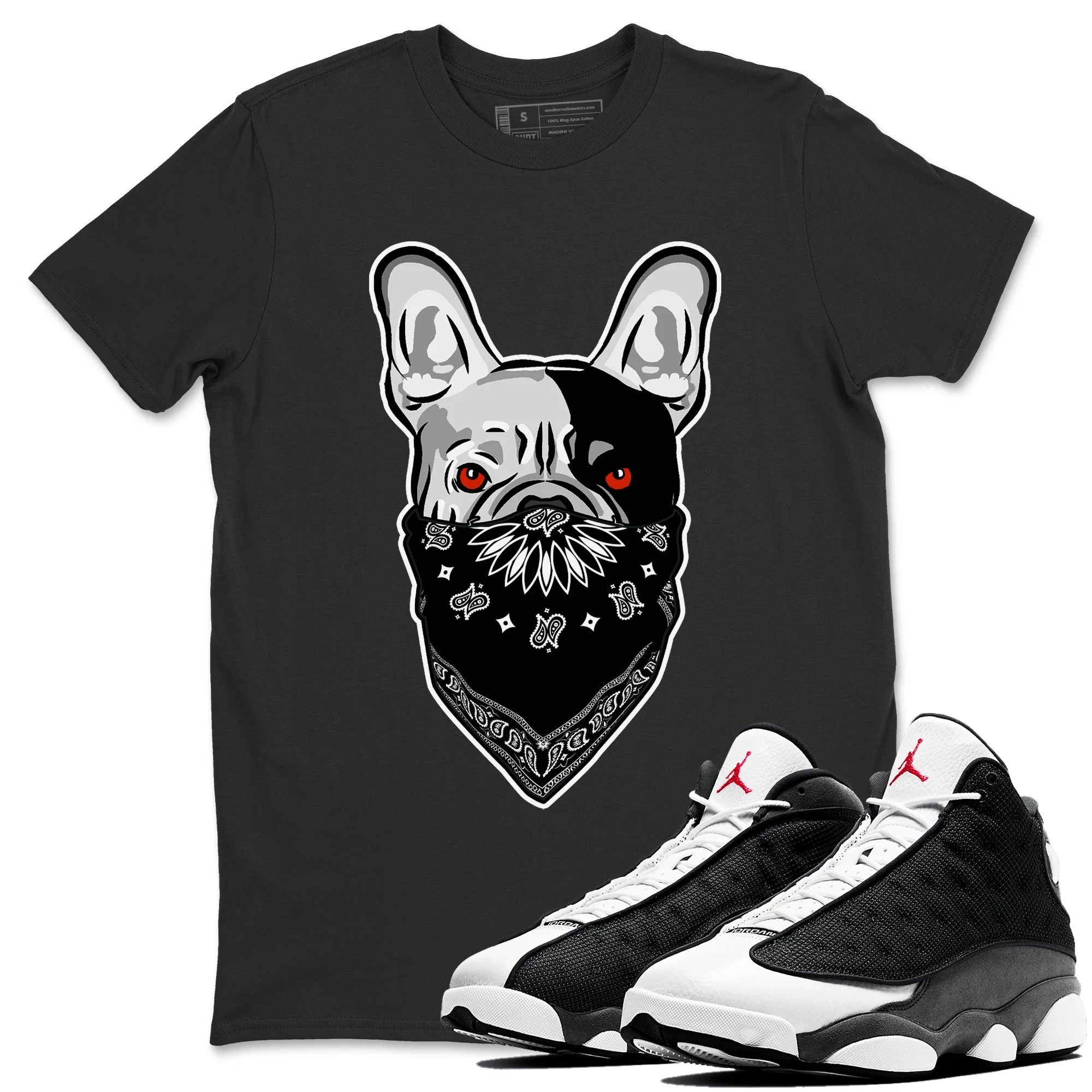 French Bulldog Bandana Unisex Tops - Air Jordan 13 Black Flint