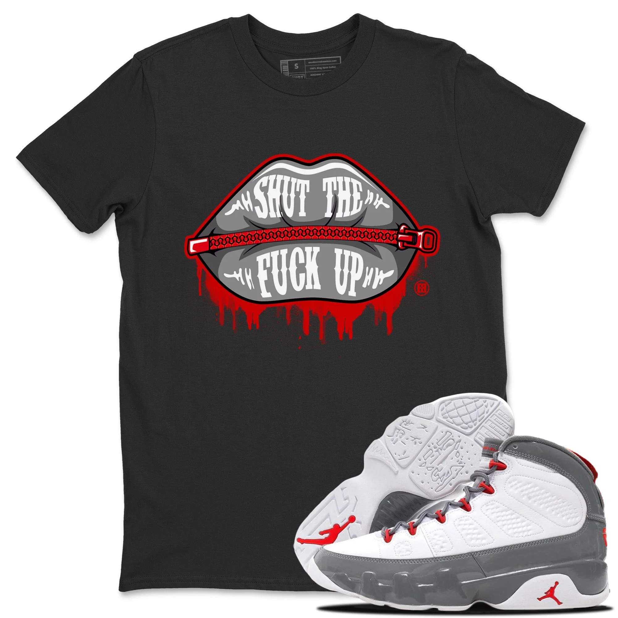 Lips Zipper Unisex Tops - Air Jordan 9 Fire Red
